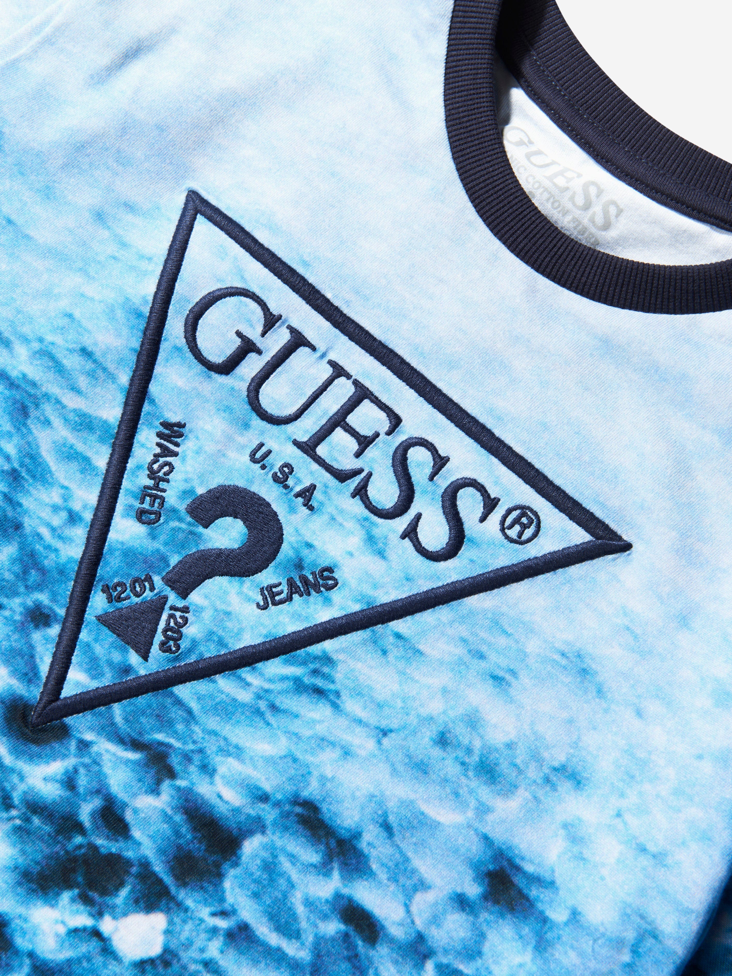 Guess Boys Wavy Sea Print T-Shirt