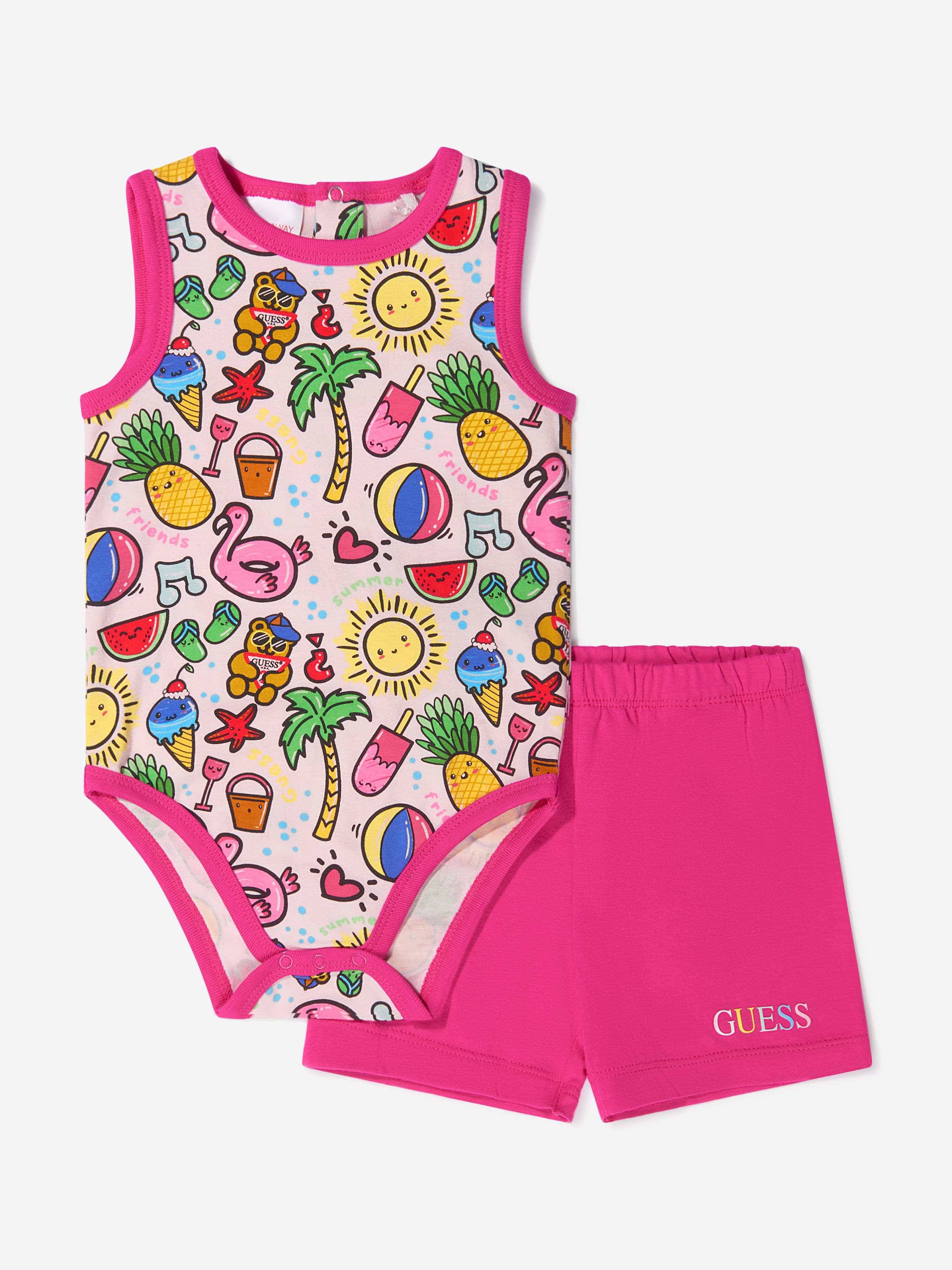 Guess Baby Girls Bodysuit And Shorts Set