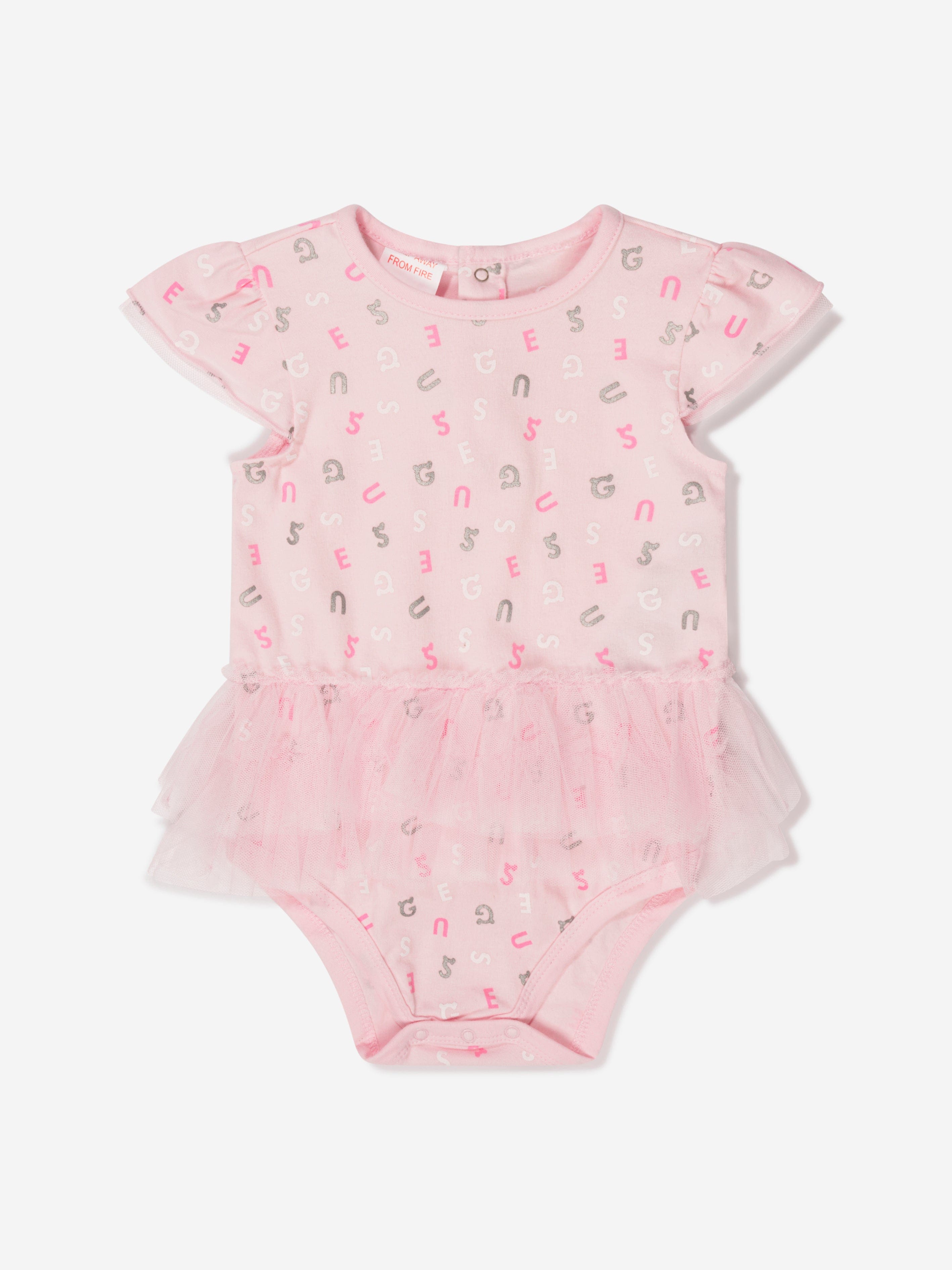 Guess Baby Girls Mesh Trim Bodysuit in Pink