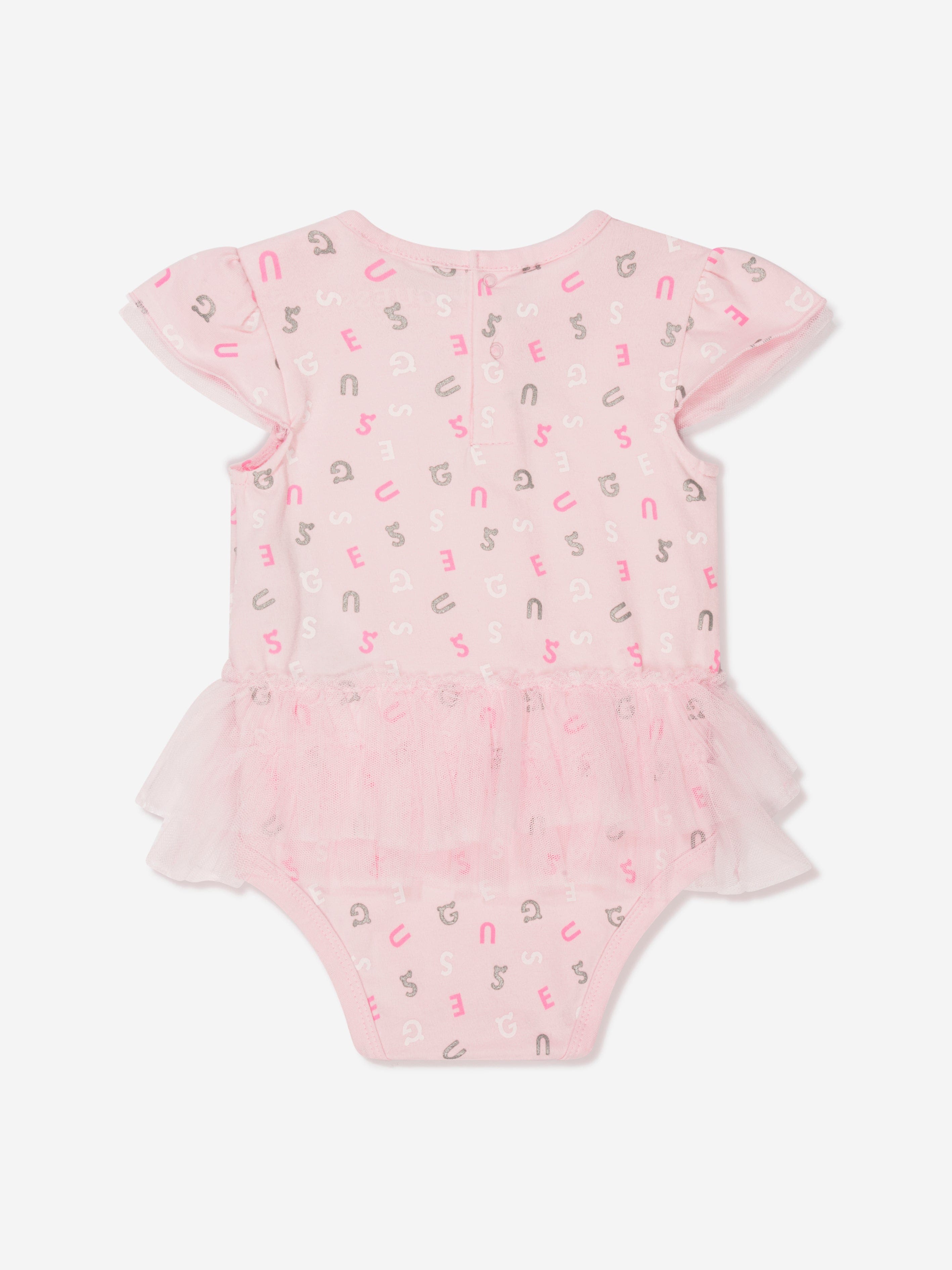 Guess Baby Girls Mesh Trim Bodysuit in Pink