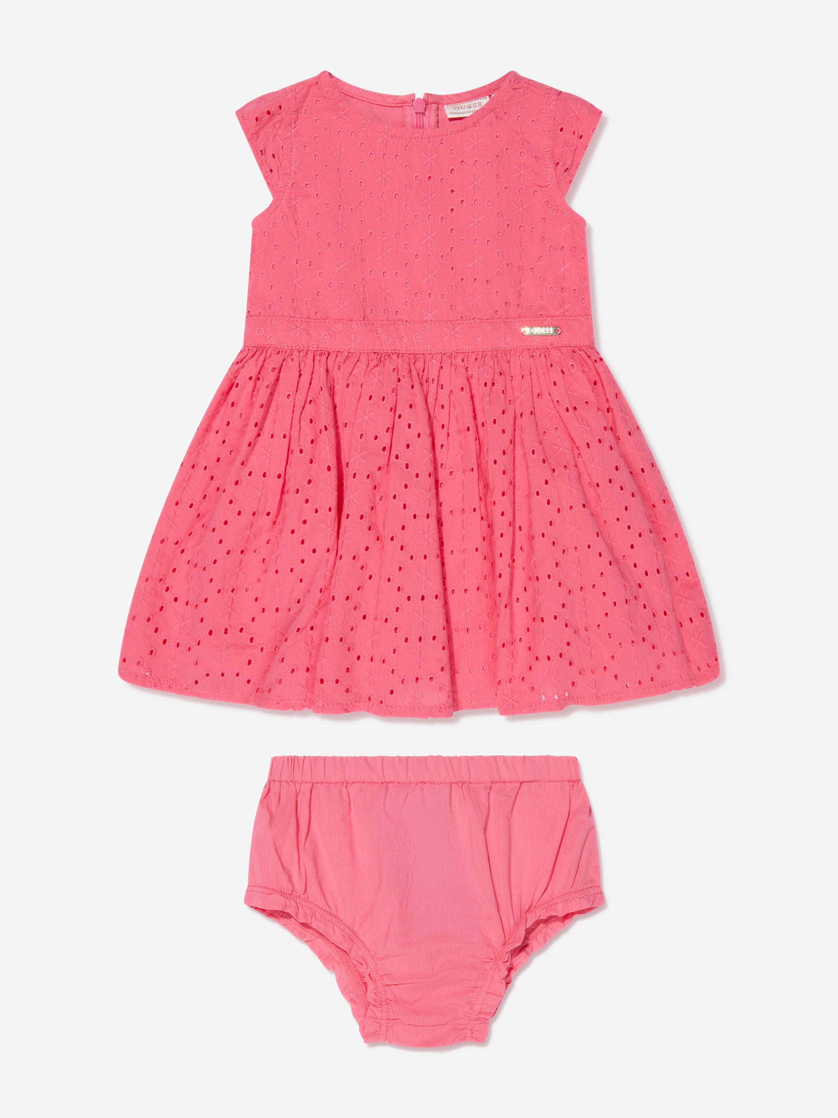 Guess Baby Girls Sangallo Dress And Knickers Set in Pink