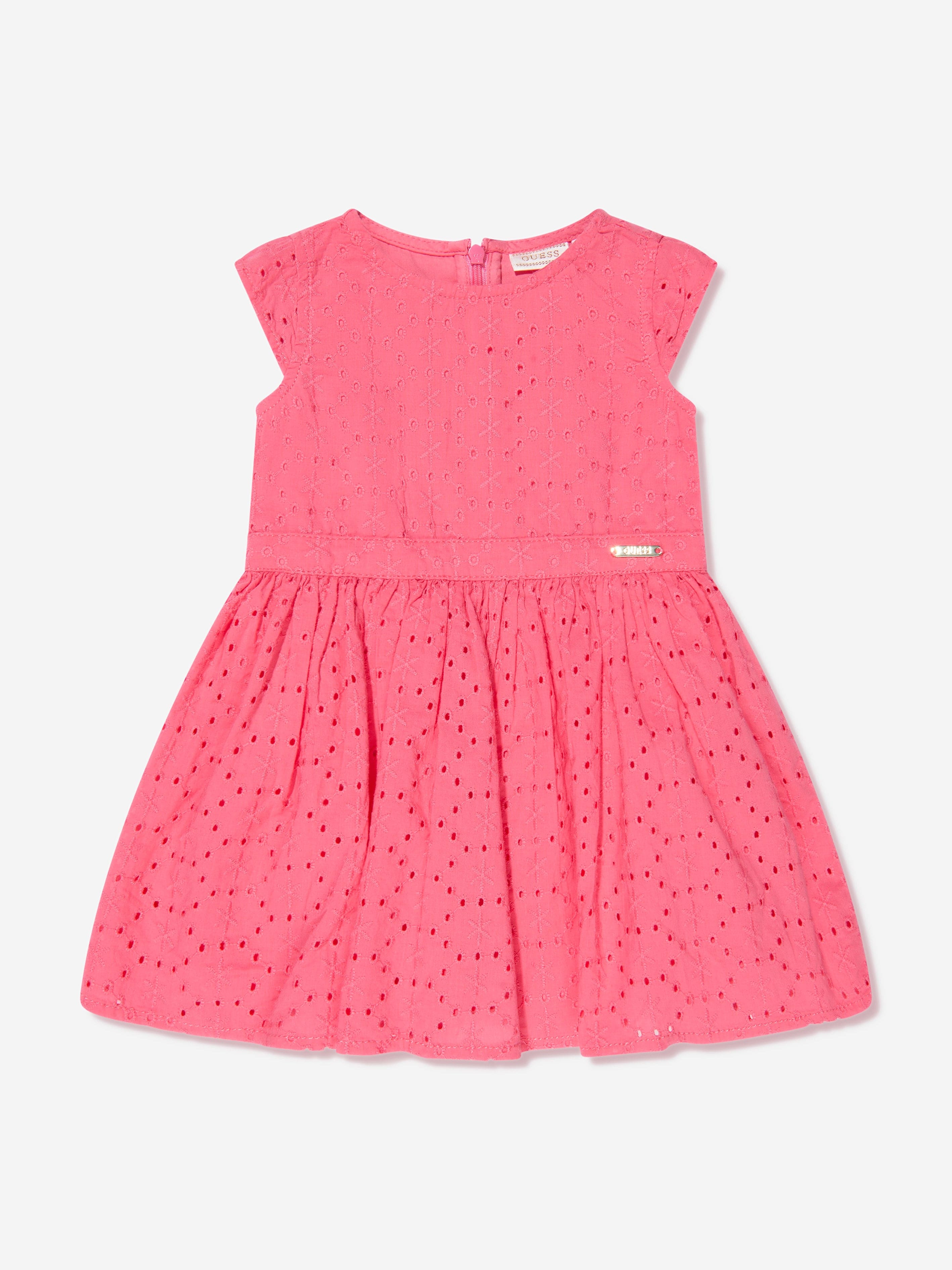 Guess Baby Girls Sangallo Dress And Knickers Set in Pink