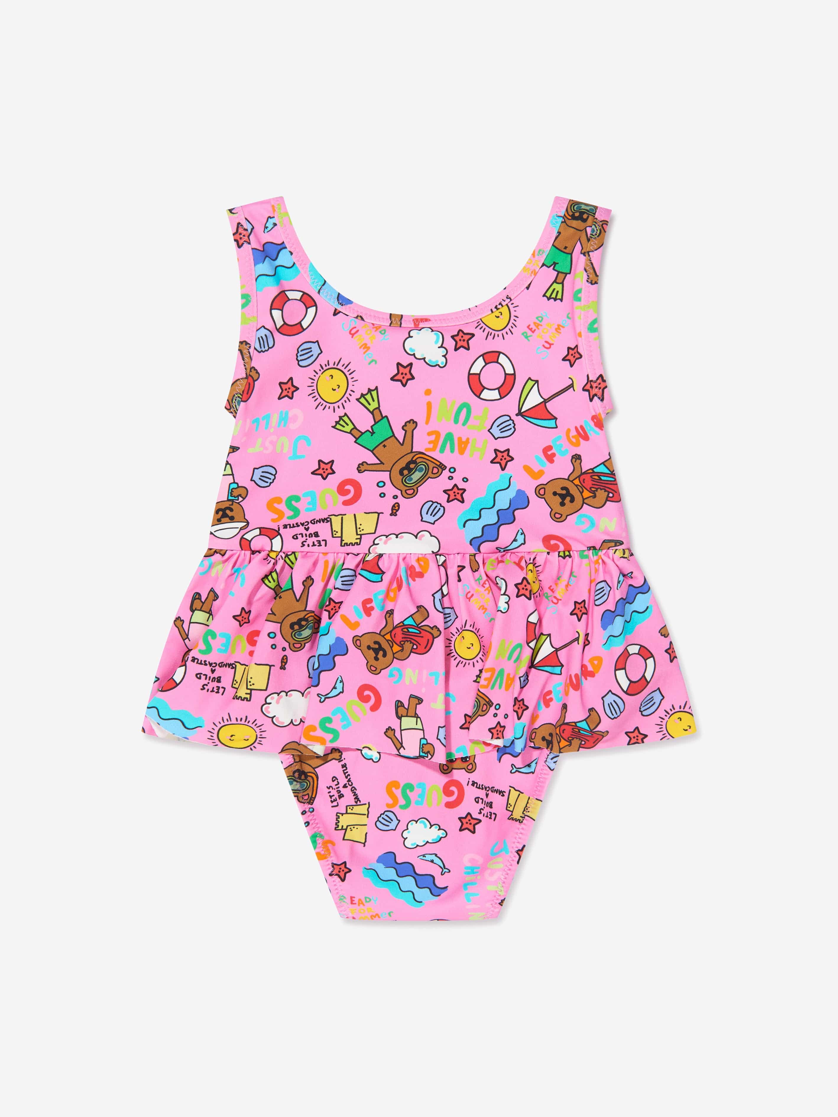 Guess Baby Girls Animal Print Swimsuit in Pink