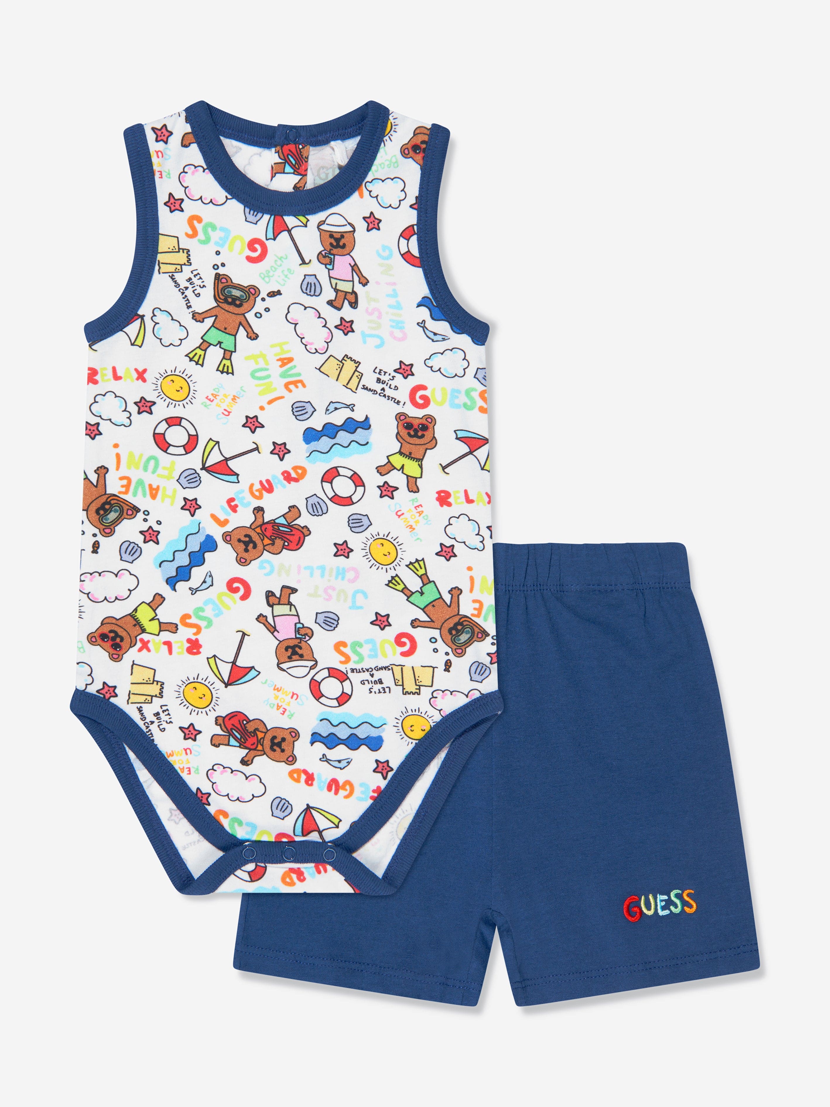 Guess Baby Boys Bodysuit And Shorts Set in Multicolour