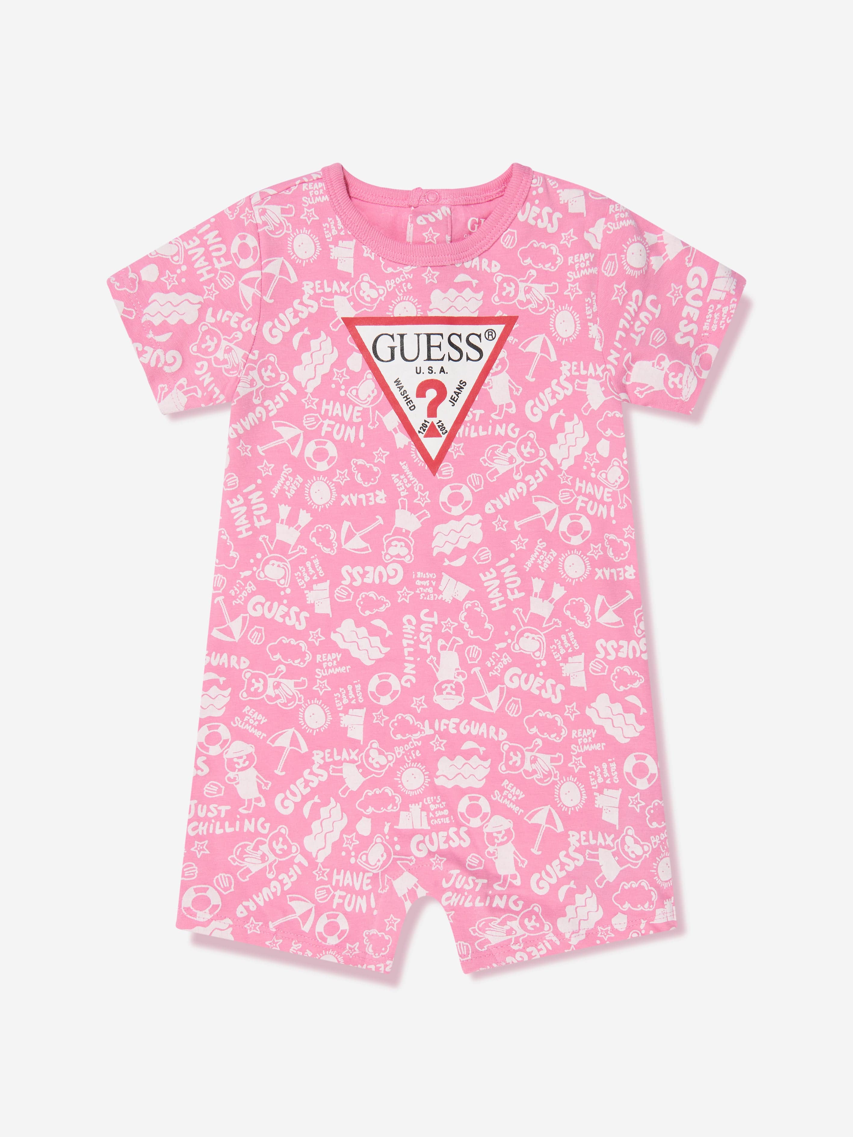 Guess Baby Girls Logo Romper in Pink