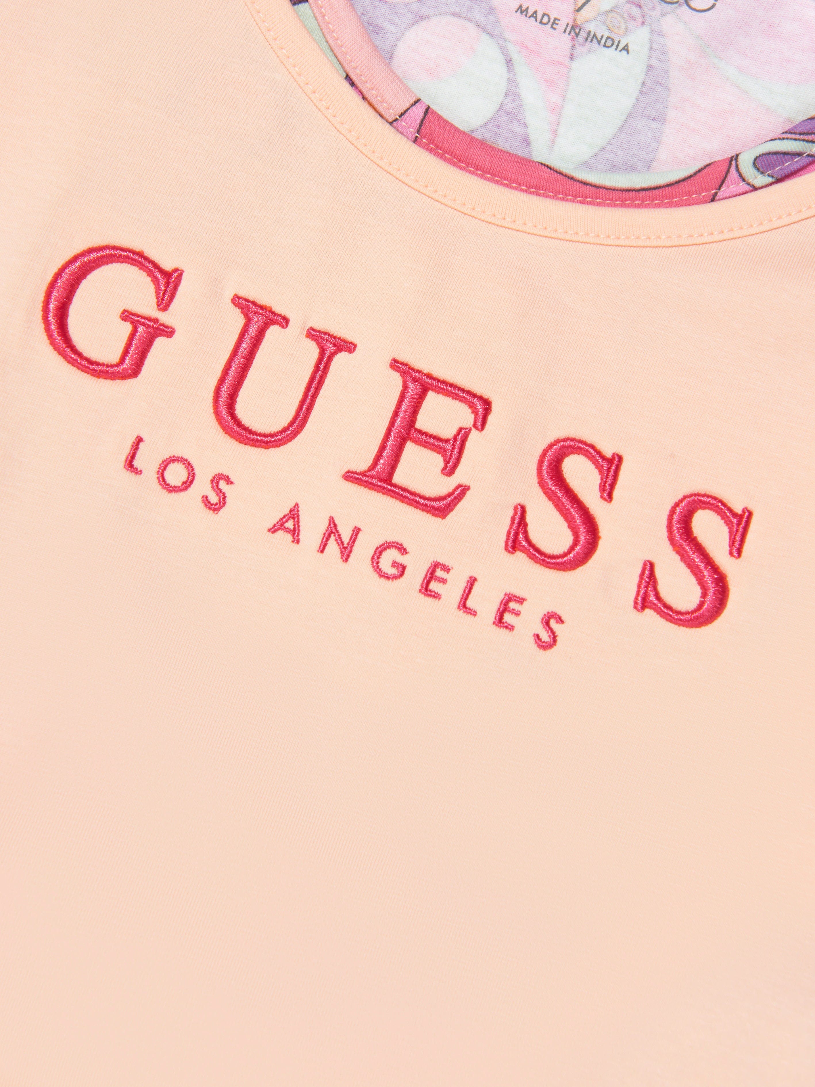 Guess Girls Rose Circle Jersey Dress in Pink