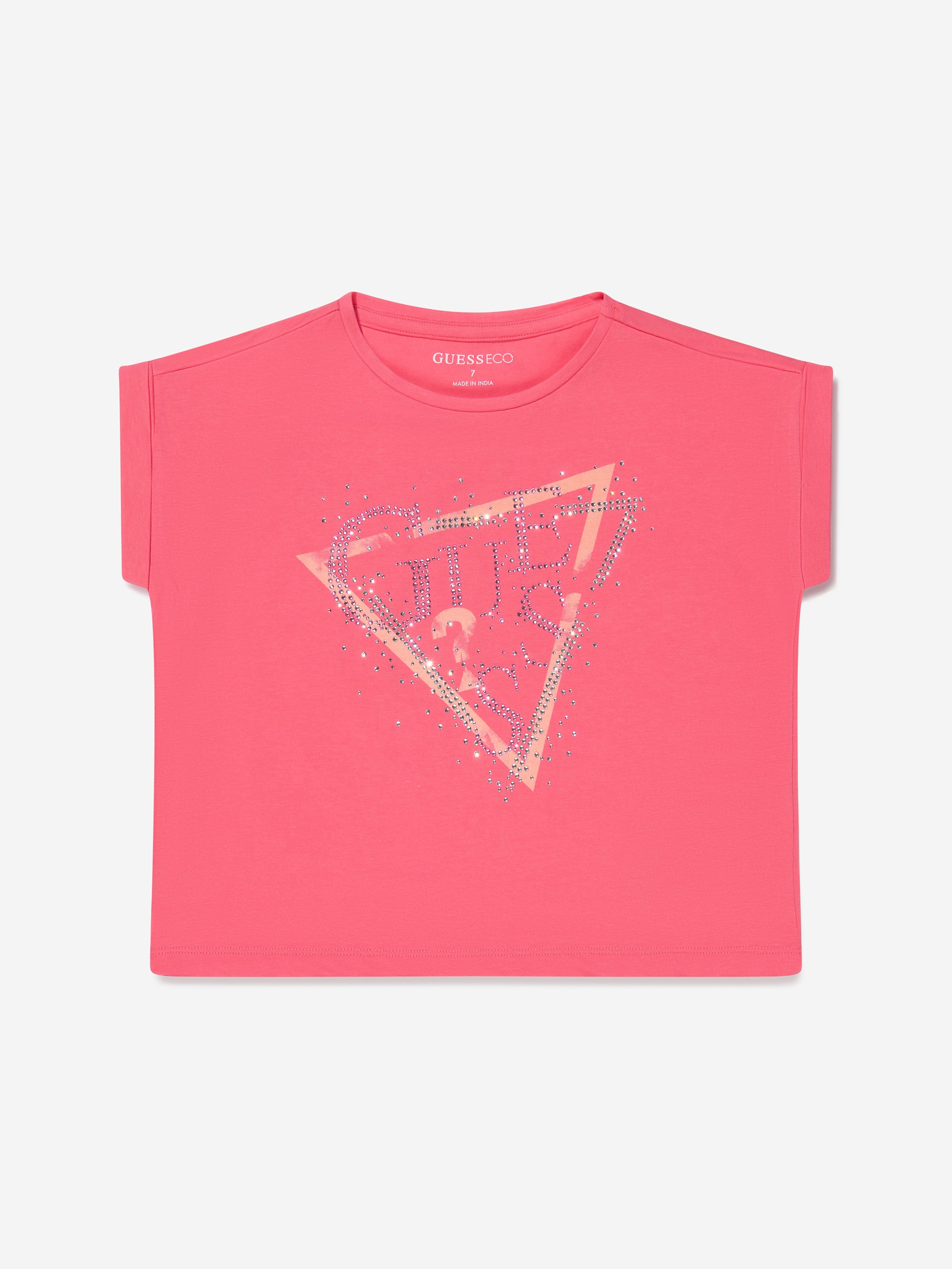 Guess Girls Logo T-Shirt in Pink