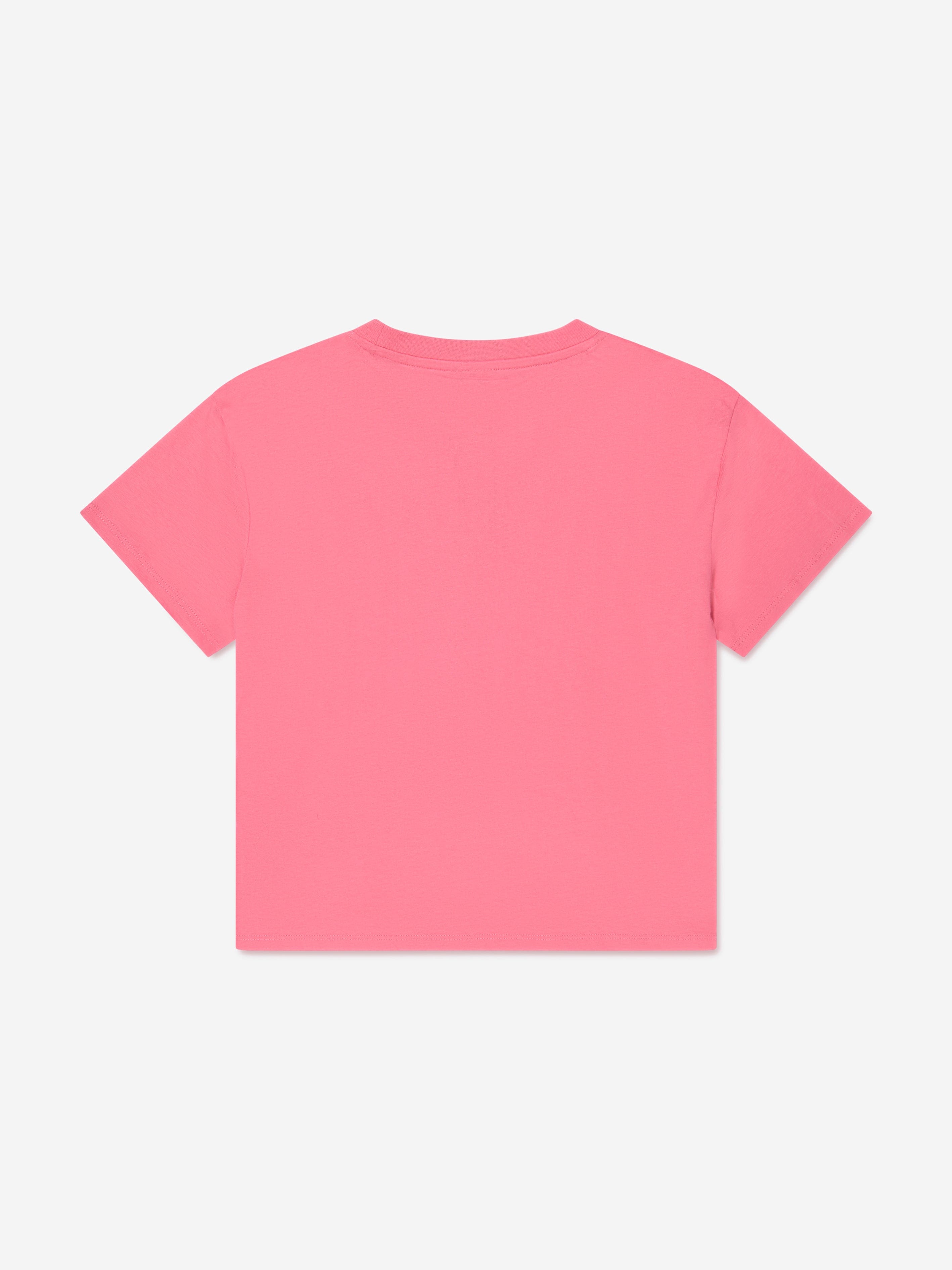 Guess Girls Cropped Logo T-Shirt in Pink