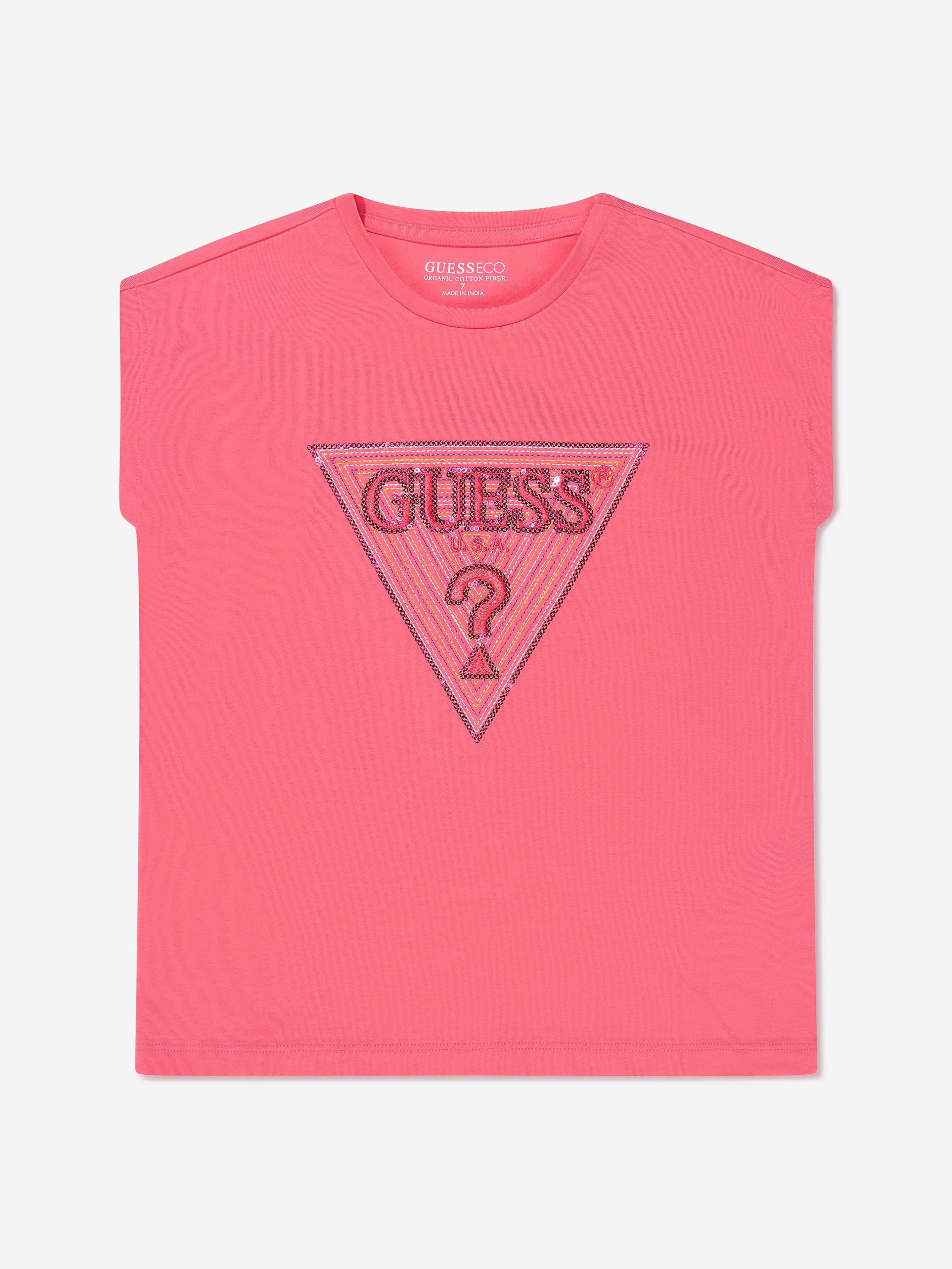 Guess Girls Logo T-Shirt in Pink