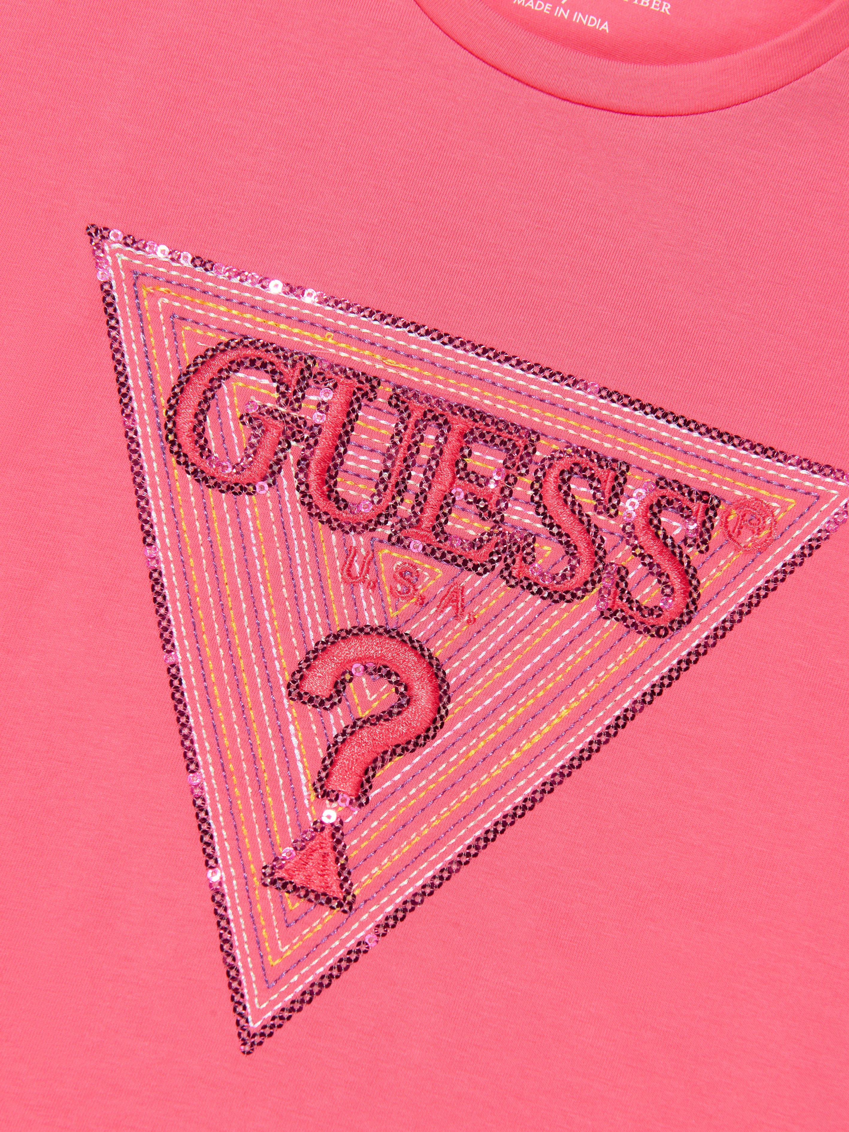 Guess Girls Logo T-Shirt in Pink