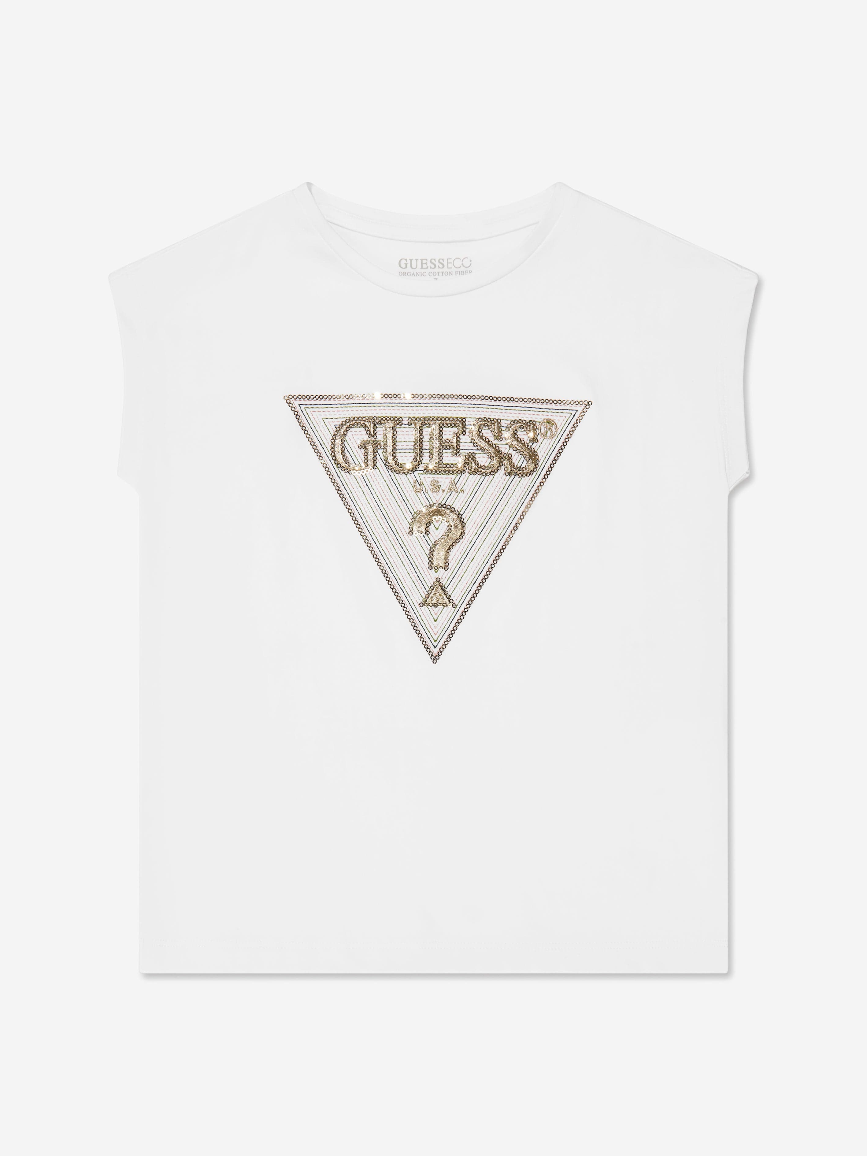 Guess Girls Logo T-Shirt in White