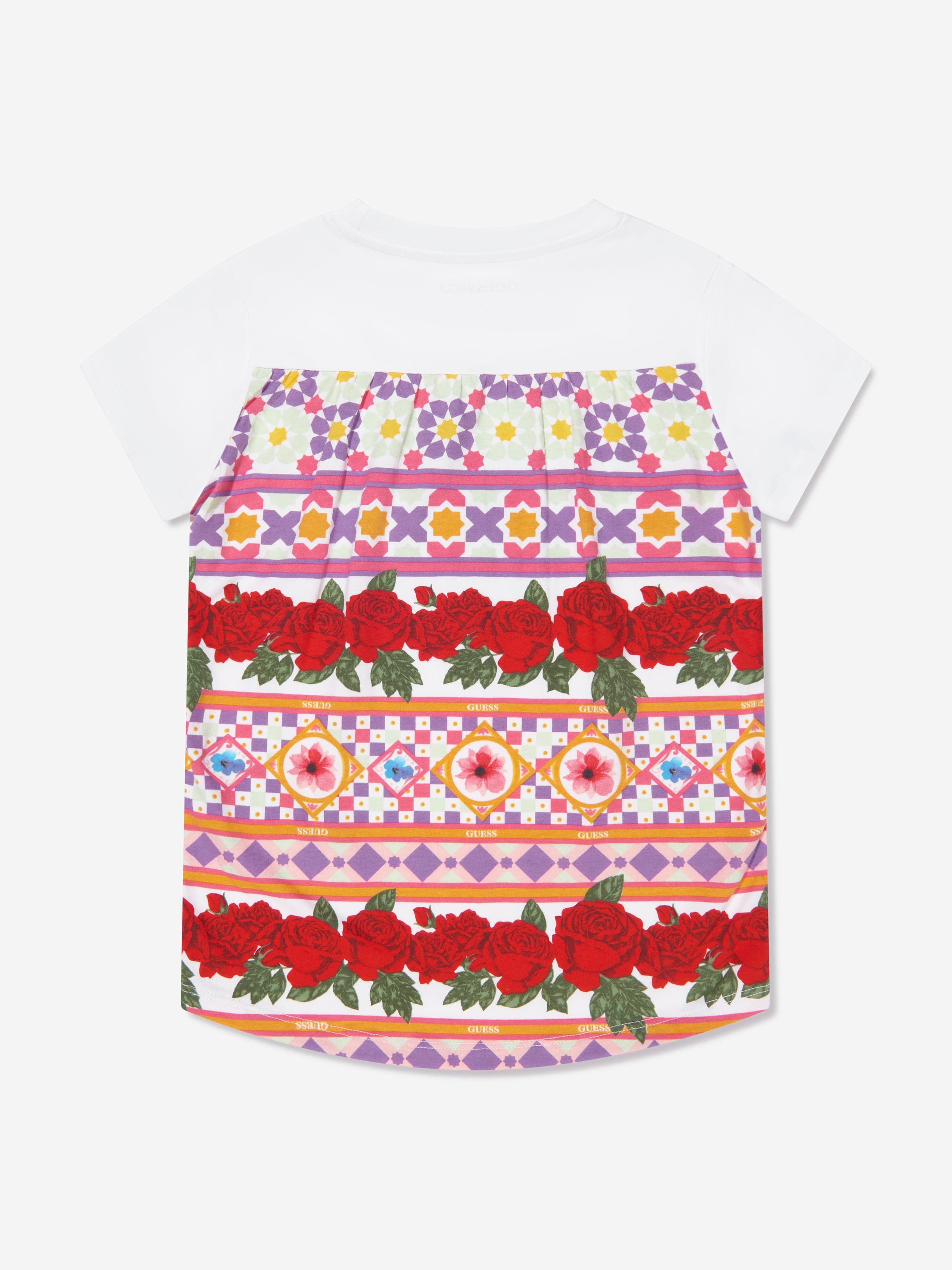 Guess Girls Geometric Flower T-Shirt in White