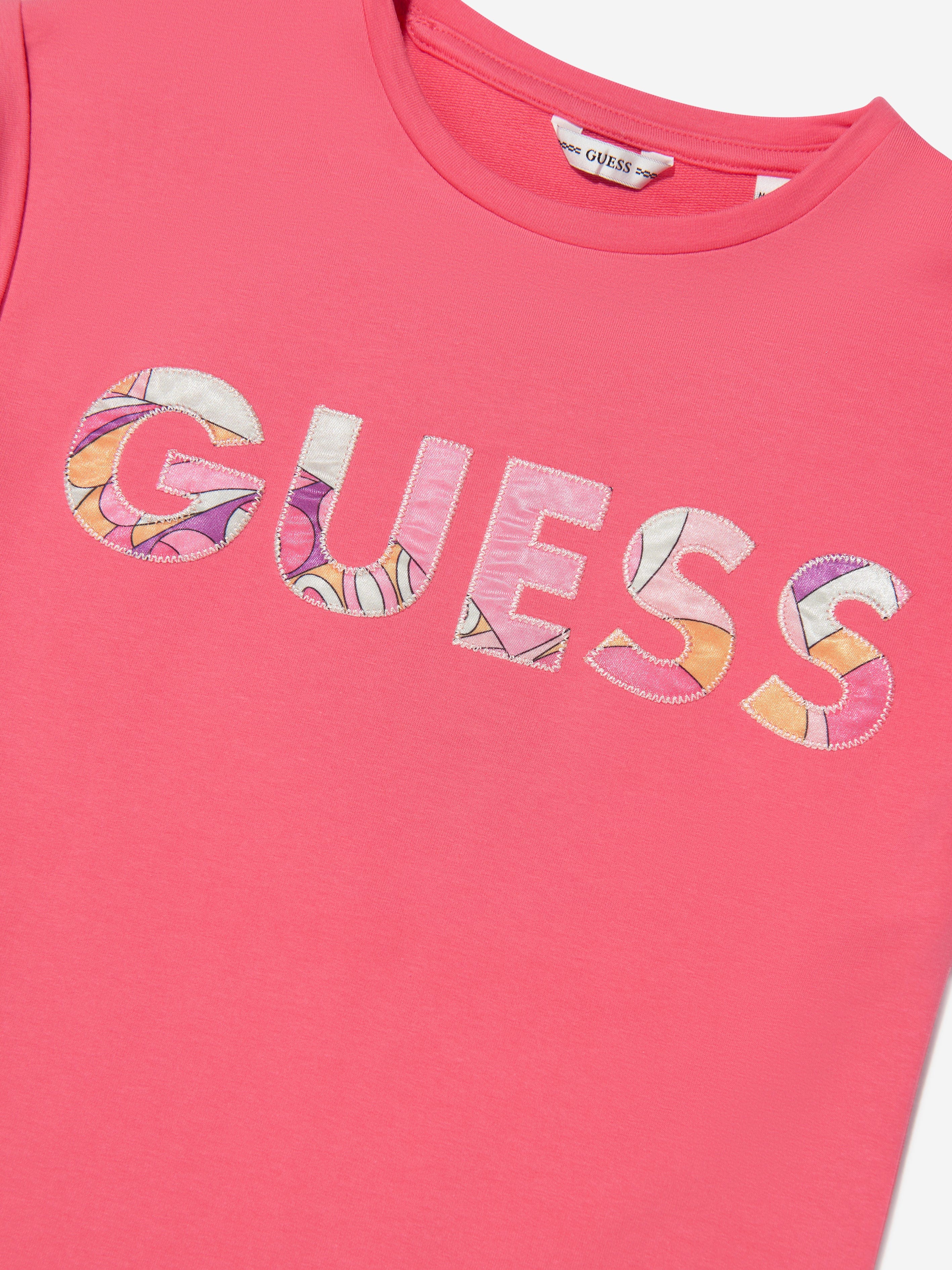 Guess Girls Logo Dress in Pink