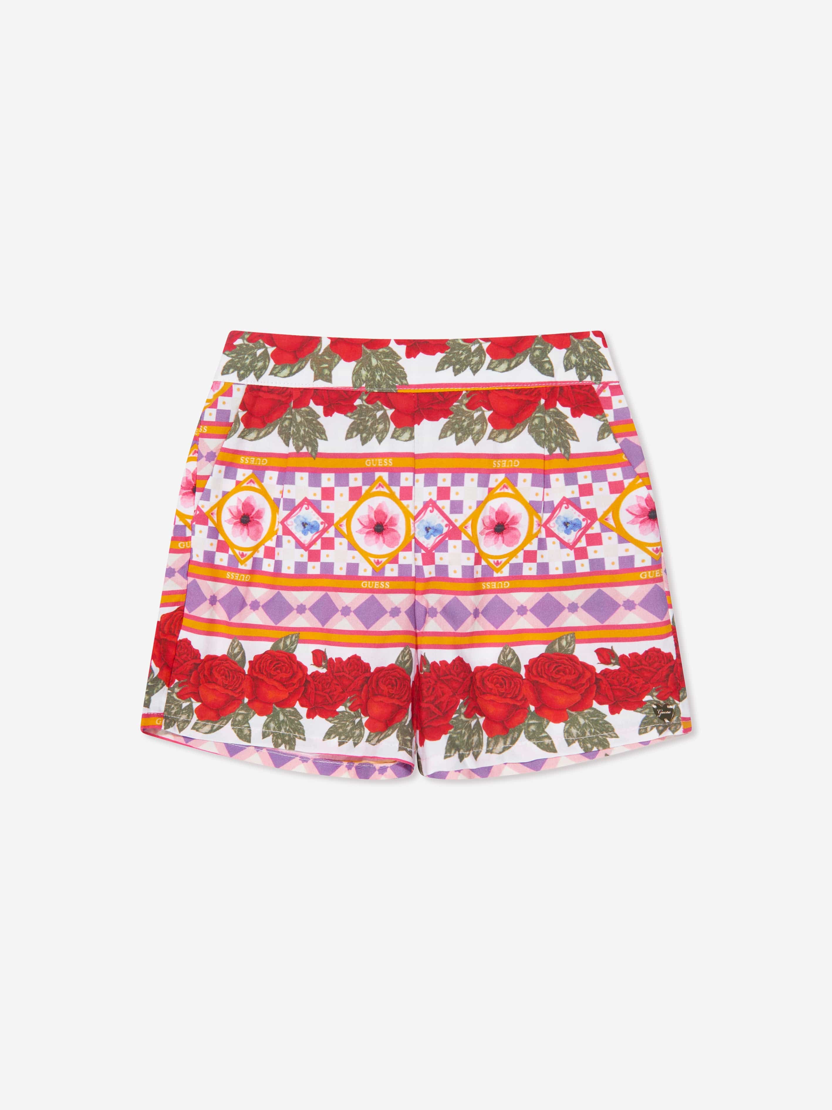 Guess Girls Geometric Flower Shorts in Multicolour