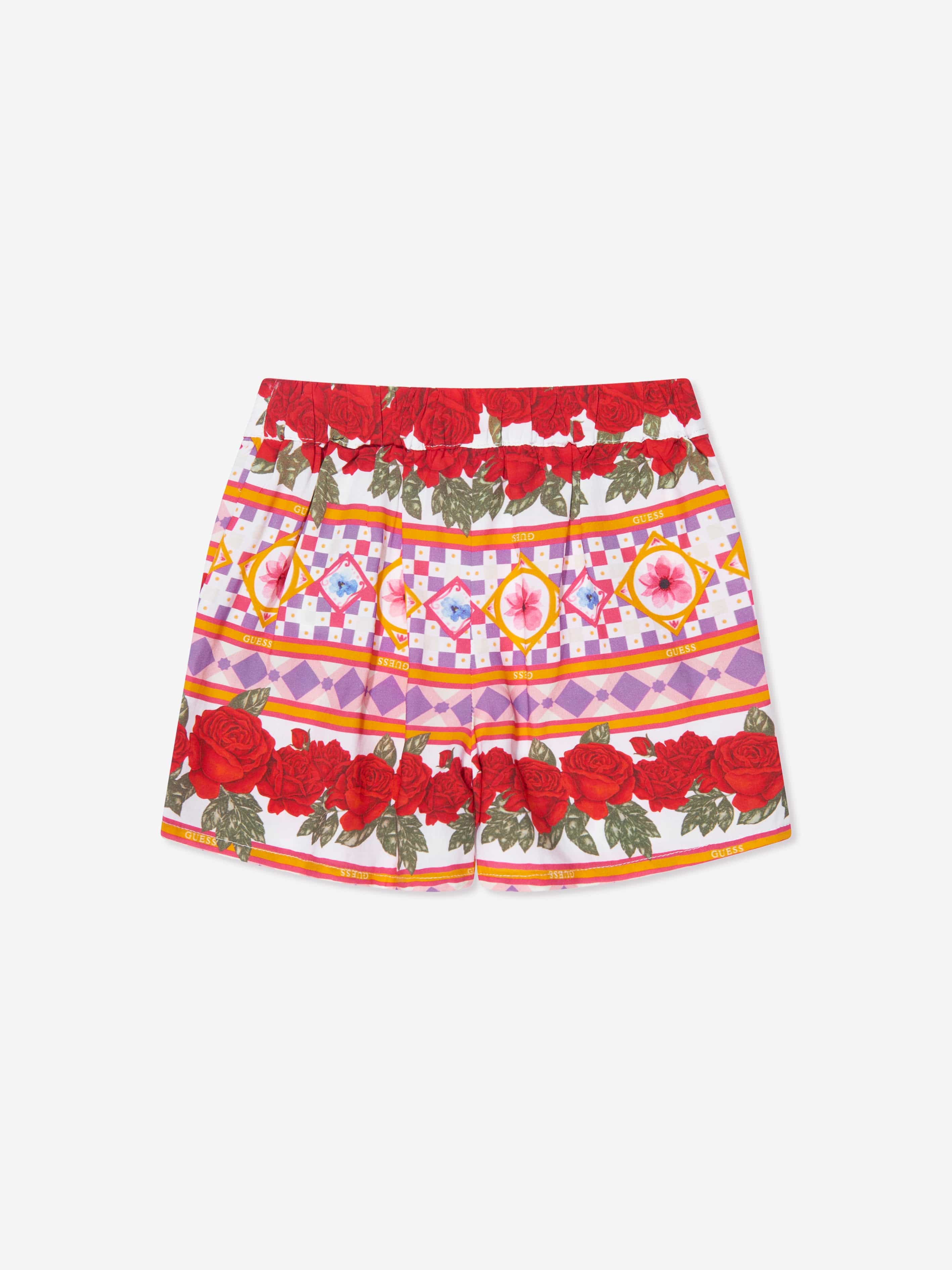 Guess Girls Geometric Flower Shorts in Multicolour