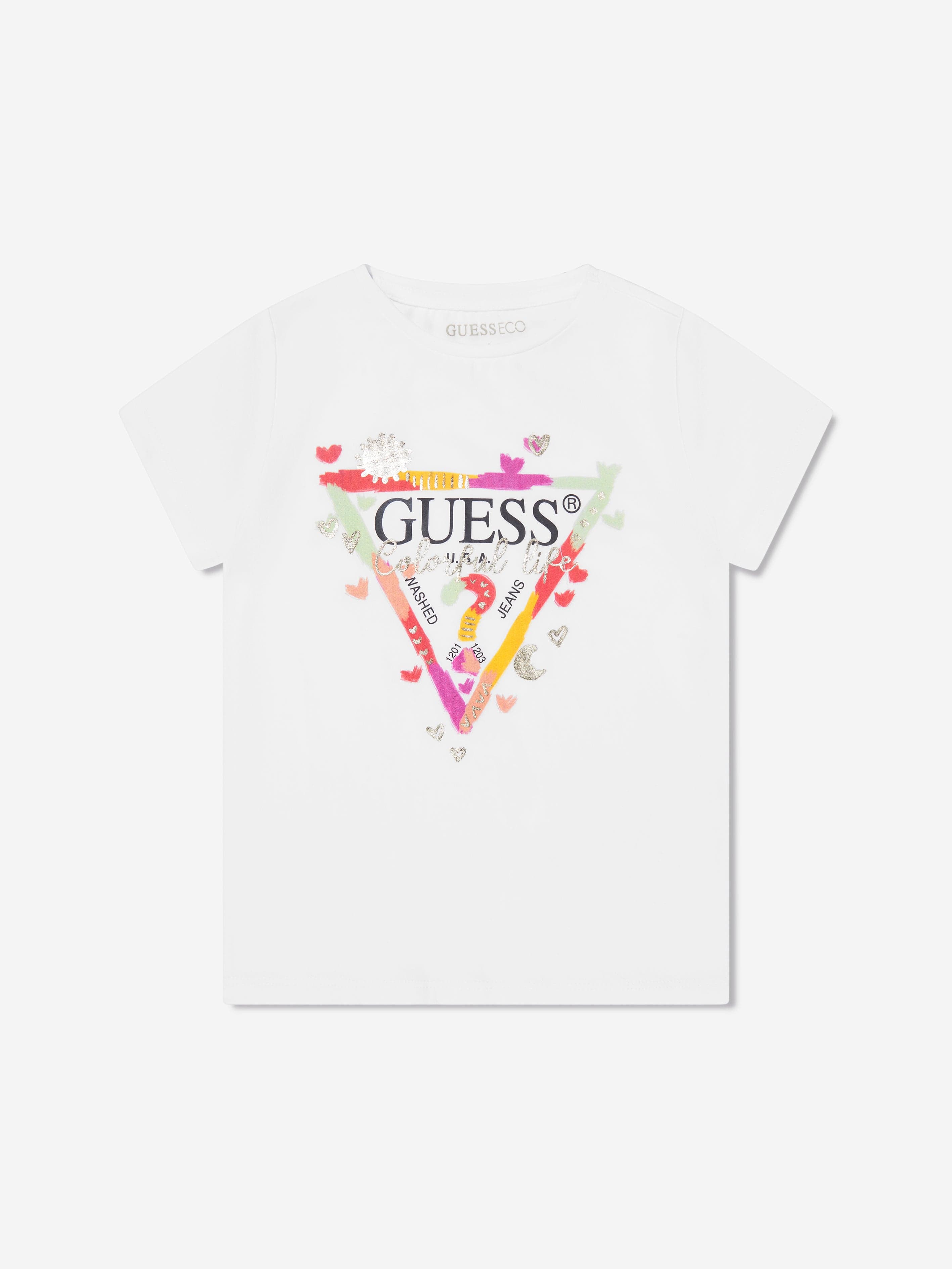 Guess Girls Logo T-Shirt in White