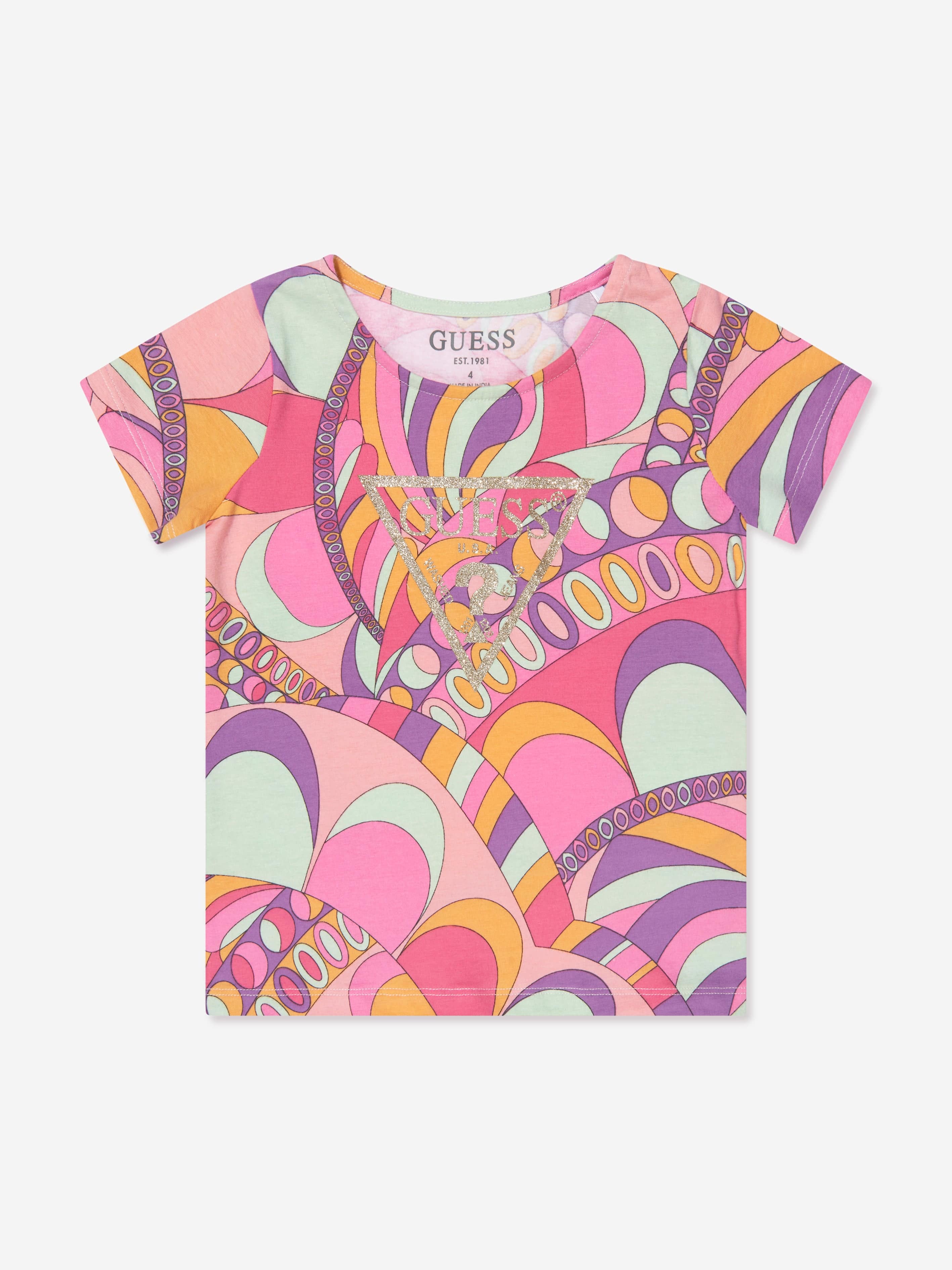 Guess Girls Rose Circle T-Shirt in Multicolour