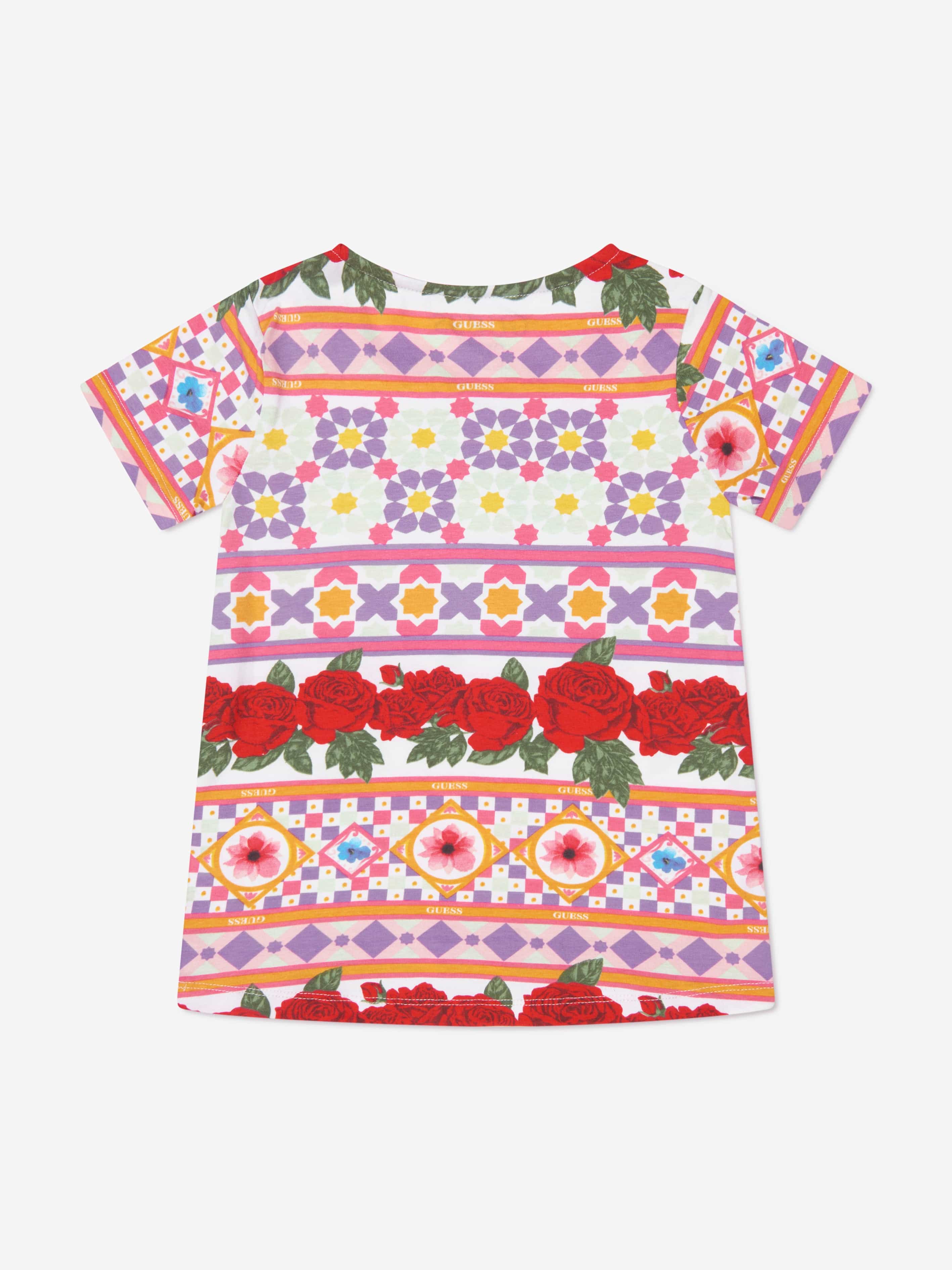 Guess Girls Geometric Flower T-Shirt in Multicolour