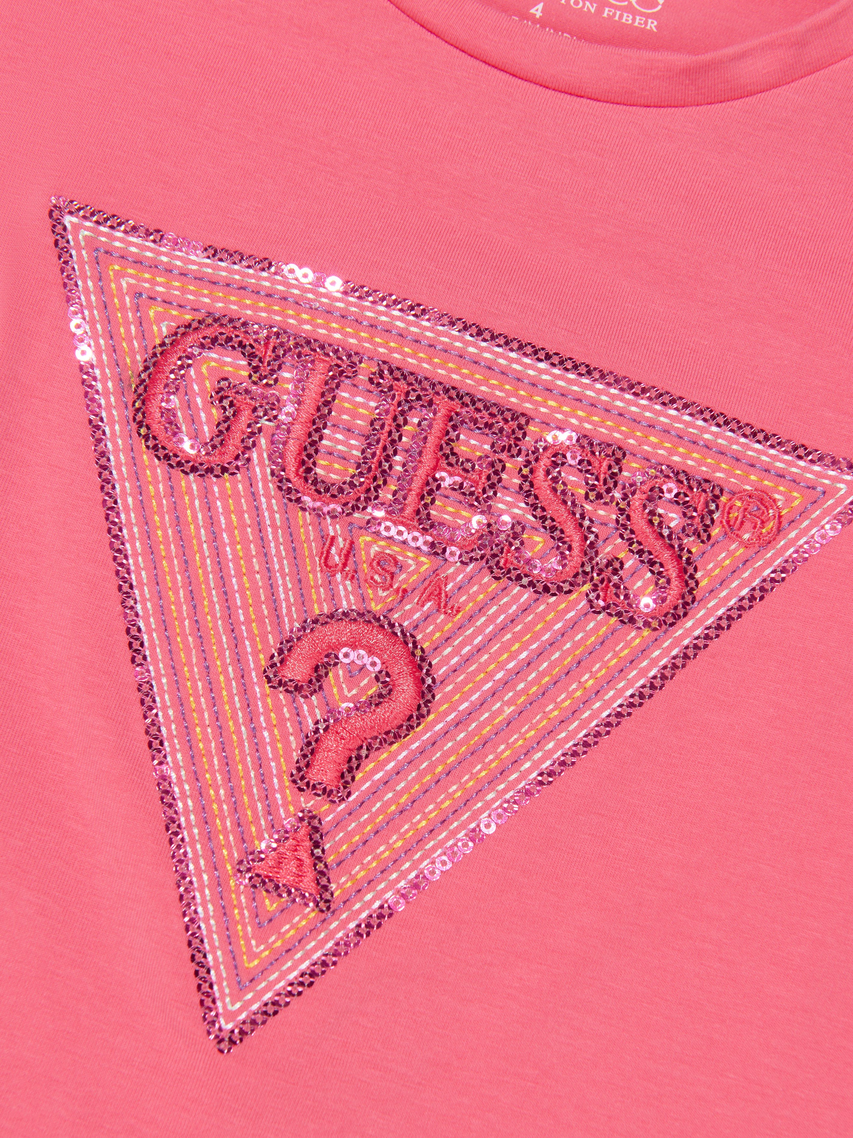 Guess Girls Logo T-Shirt in Pink