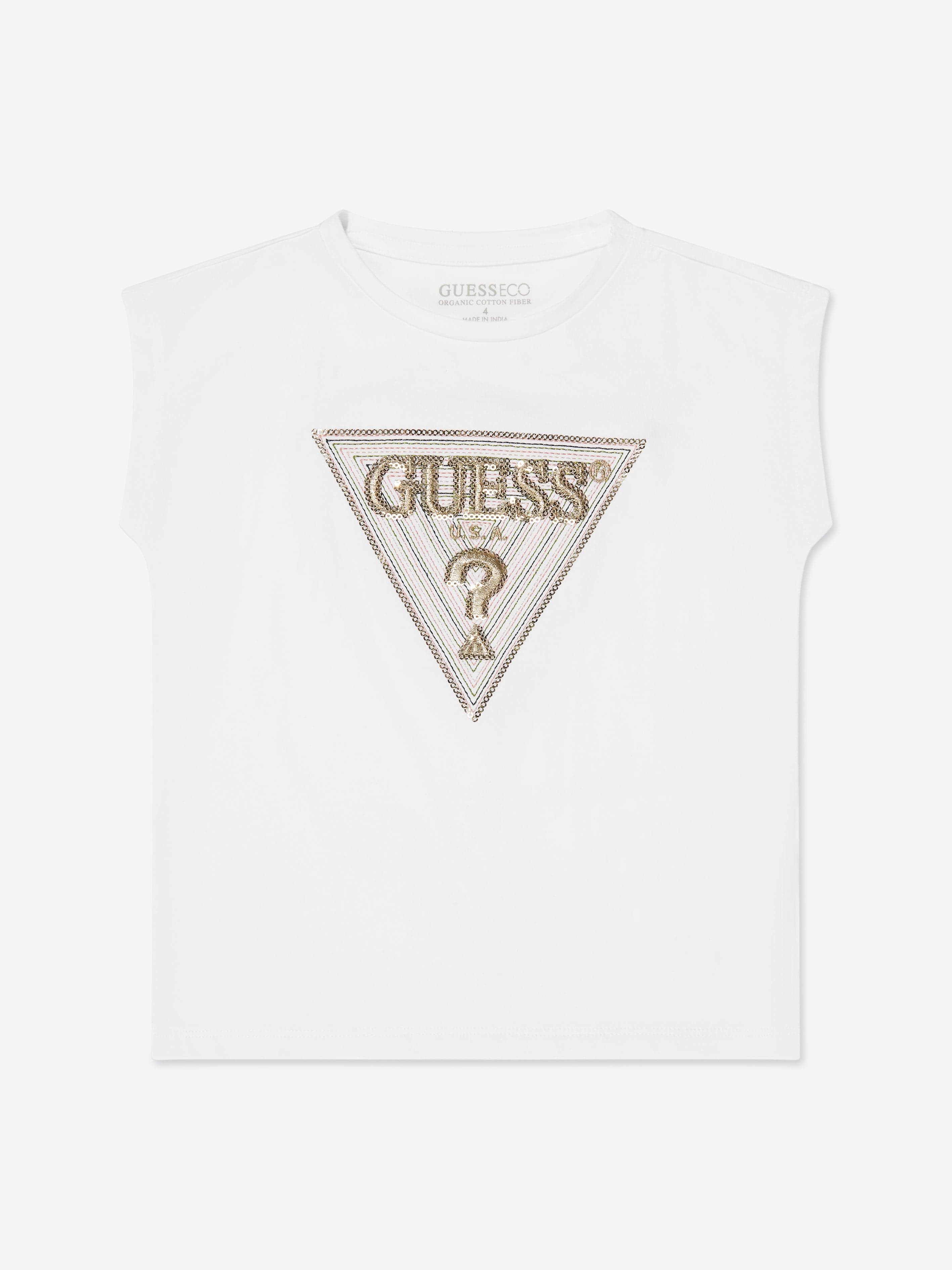 Guess Girls Logo T-Shirt in White