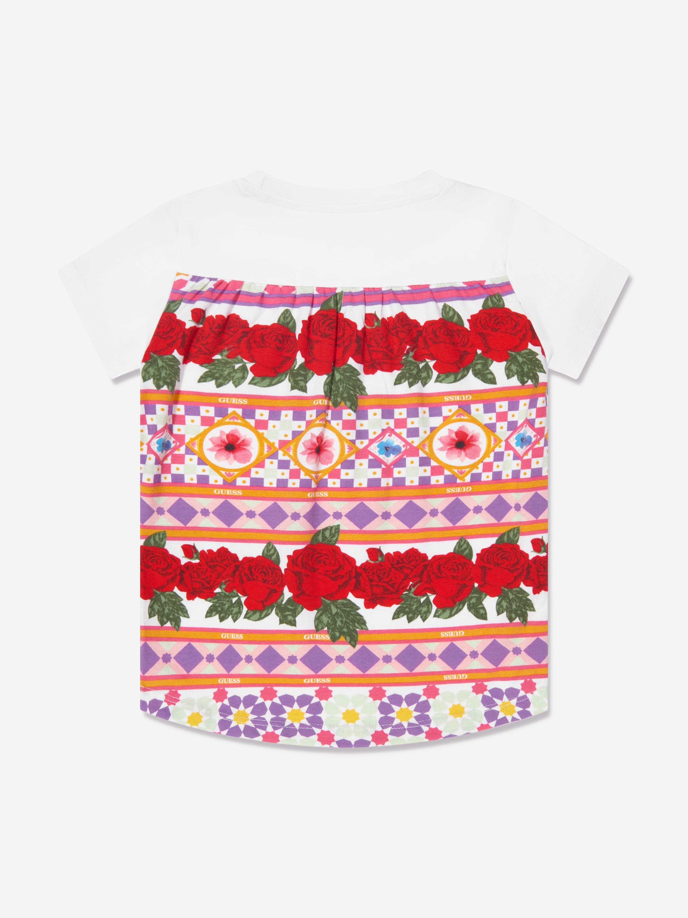 Guess Girls Geometric Flower T-Shirt in White