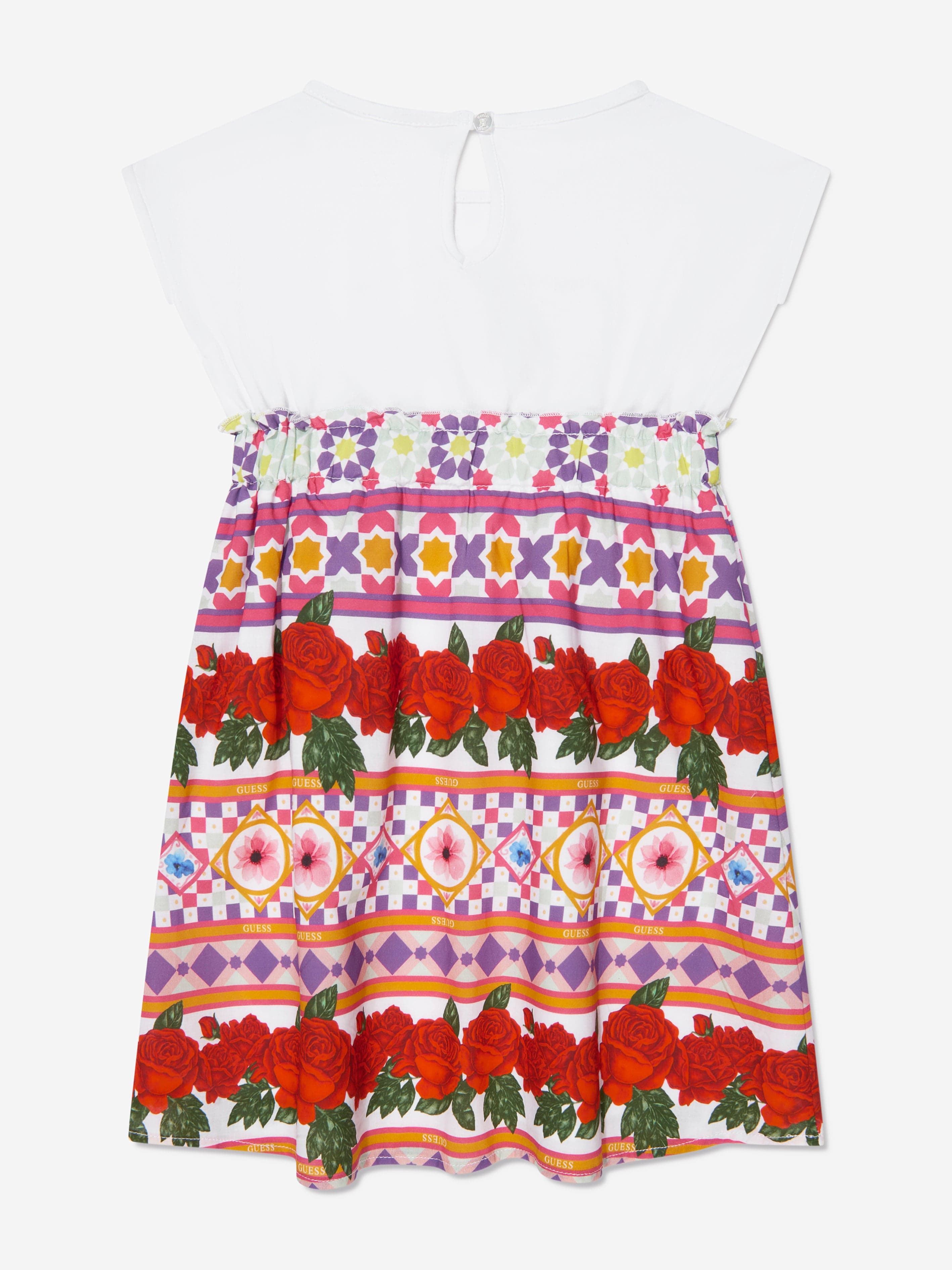 Guess Girls Geometric Flower Dress in Multicolour