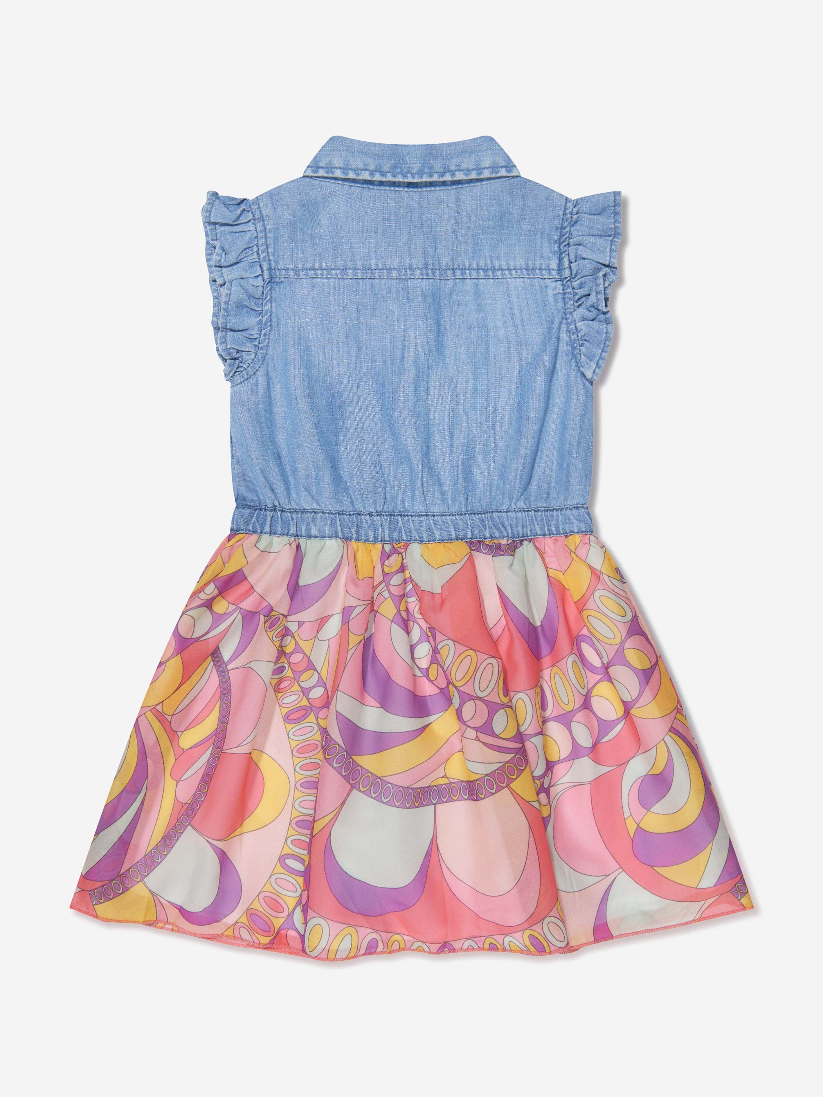 Guess Girls Mixed Fabric Dress in Multicolour