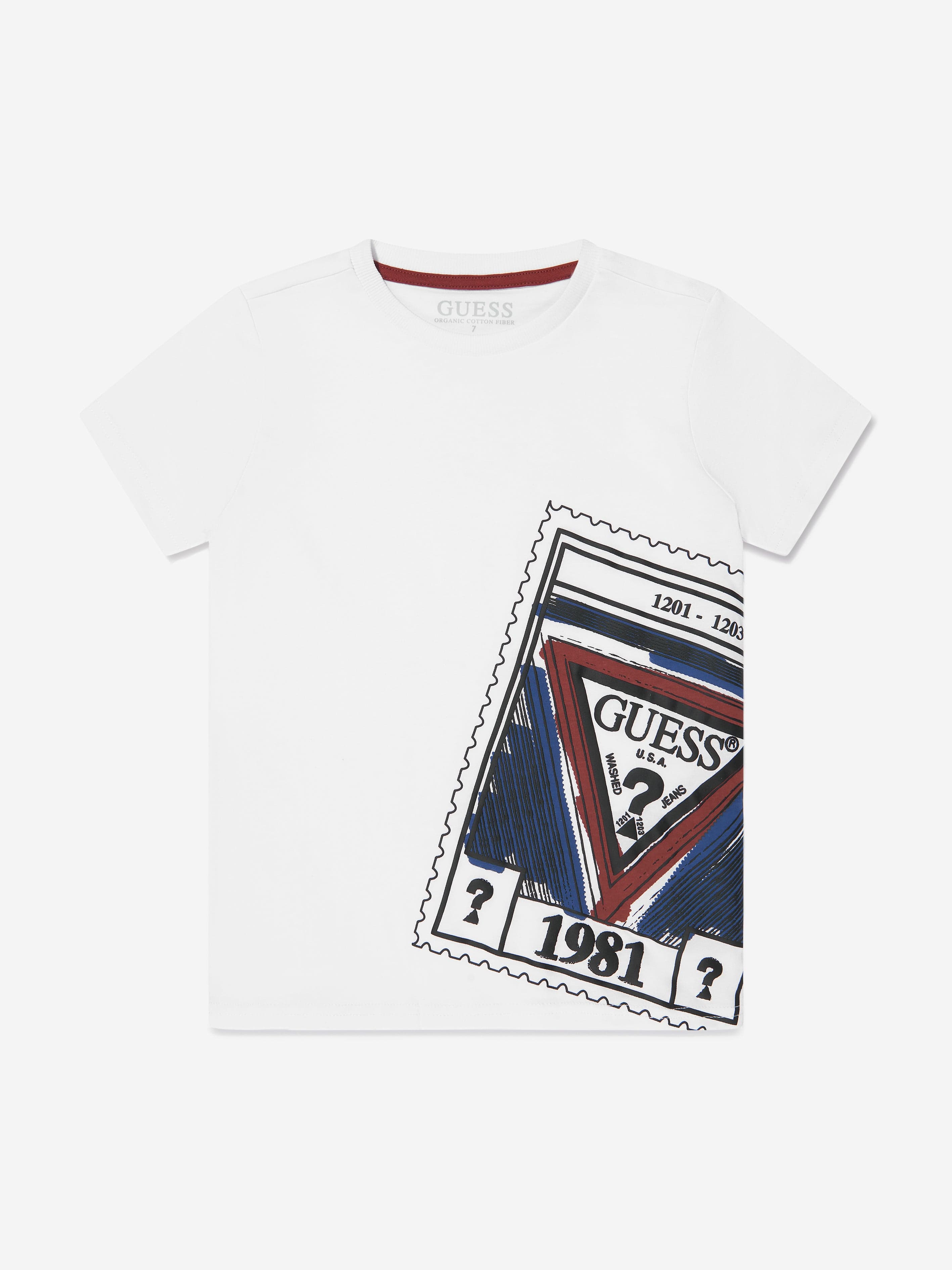 Guess Boys Logo Print T-Shirt in White