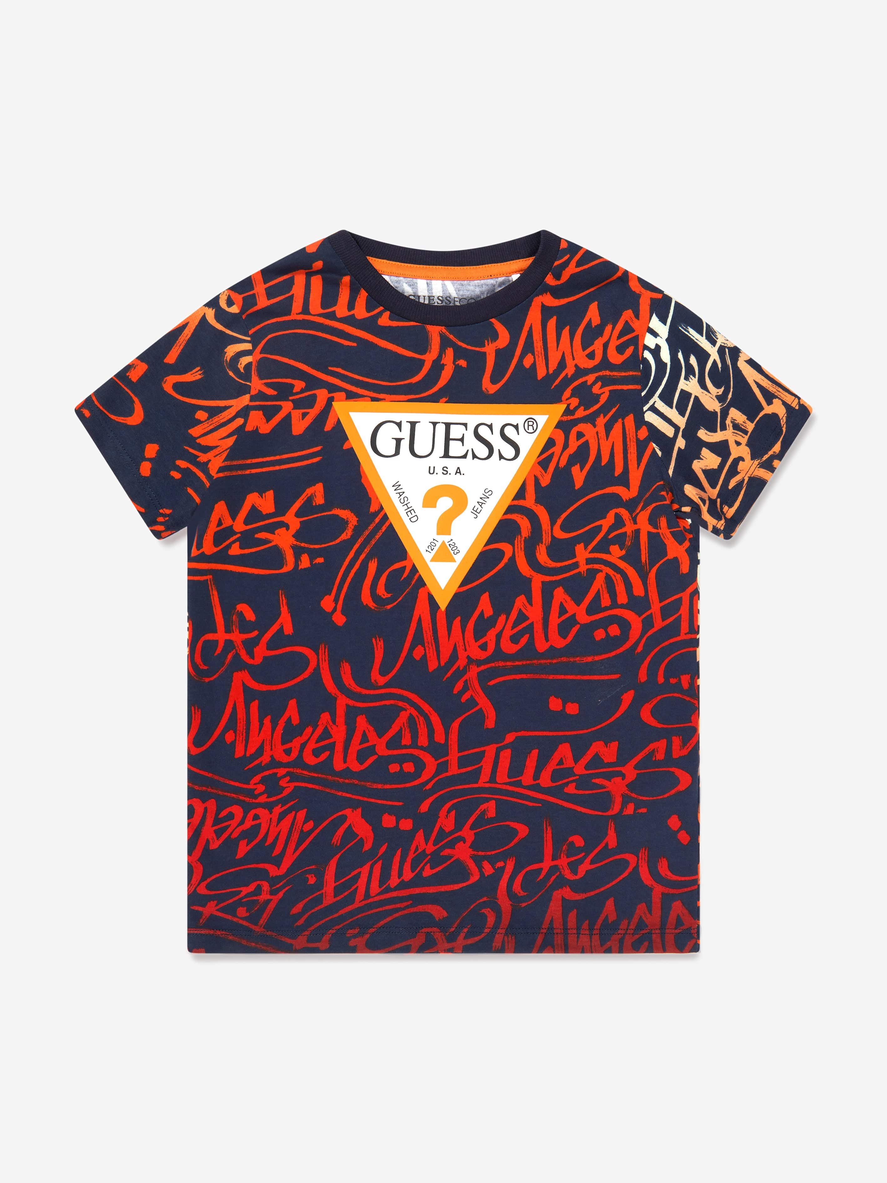 Guess Boys Logo Print T-Shirt in Multicolour