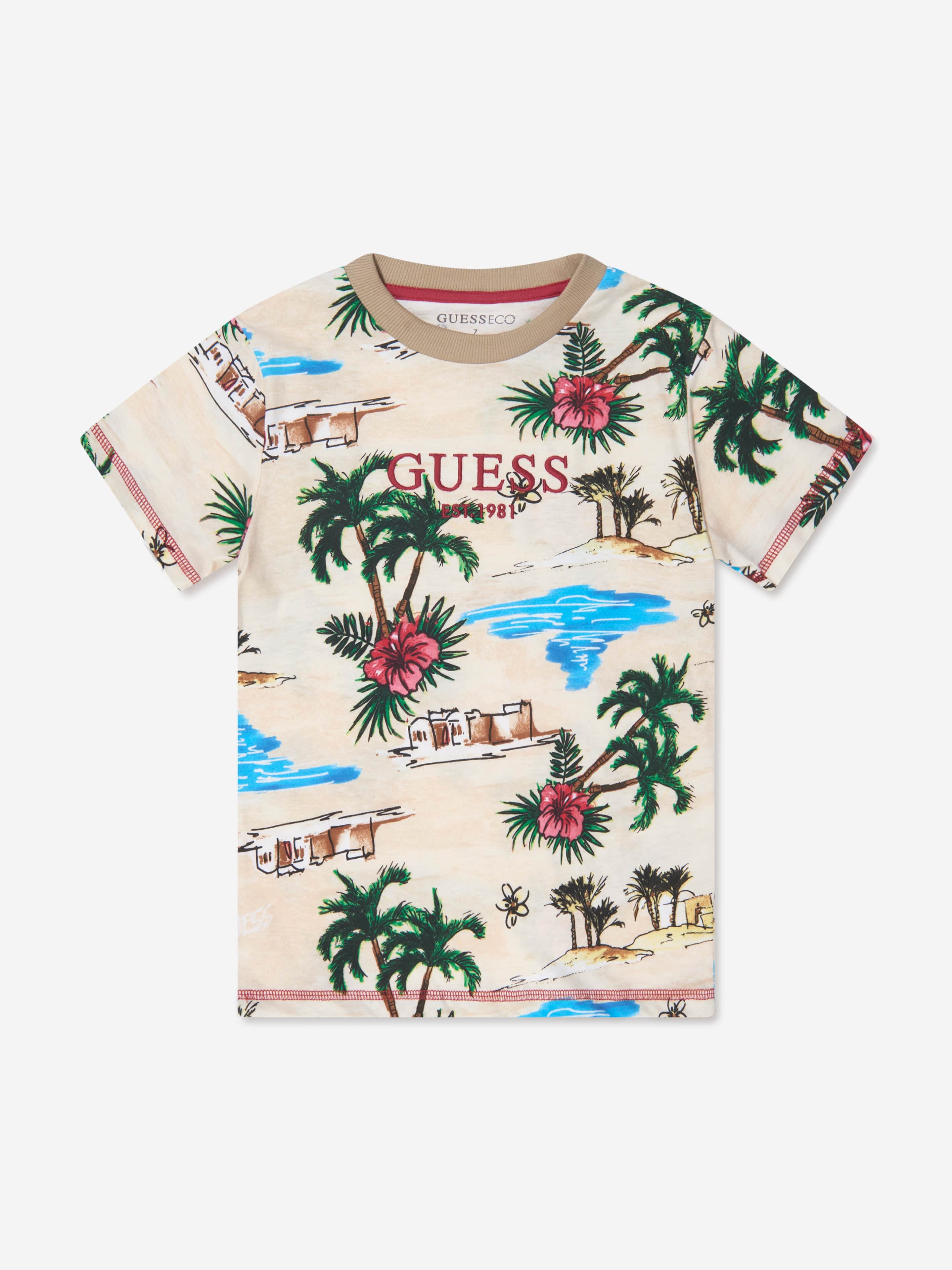 Guess Boys Desert Print T-Shirt in Ivory