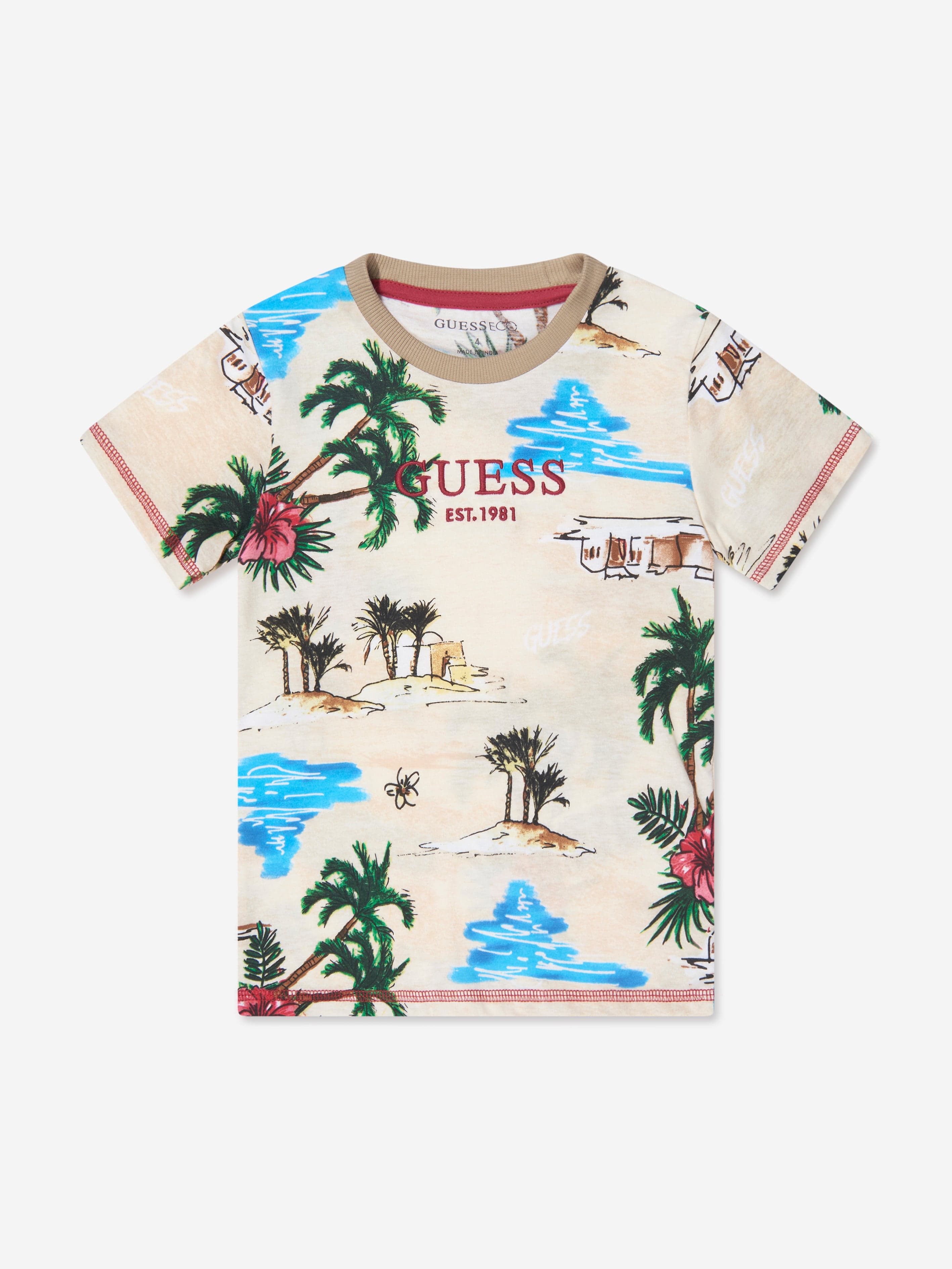 Guess Boys Desert Print T-Shirt in Ivory