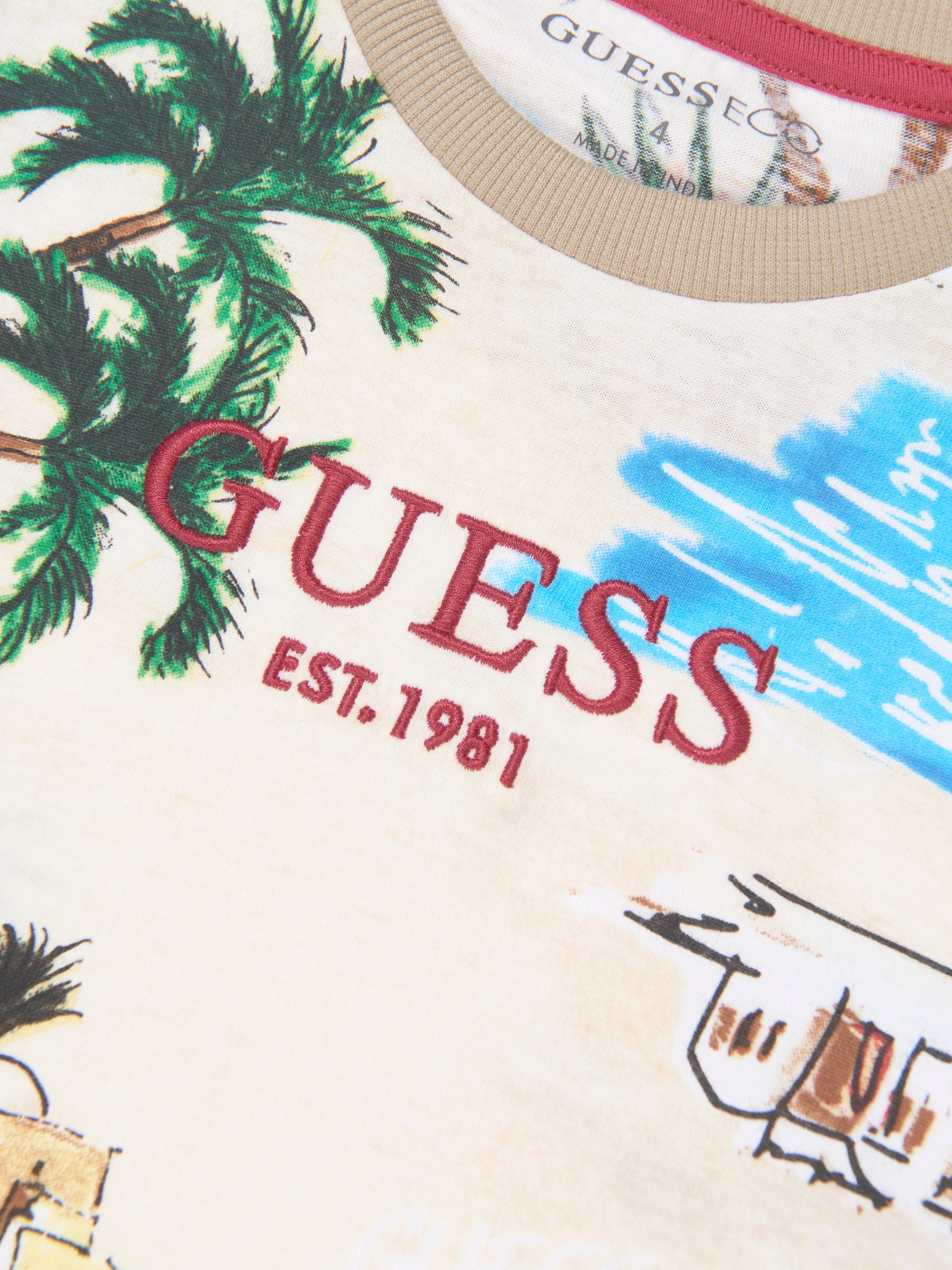 Guess Boys Desert Print T-Shirt in Ivory