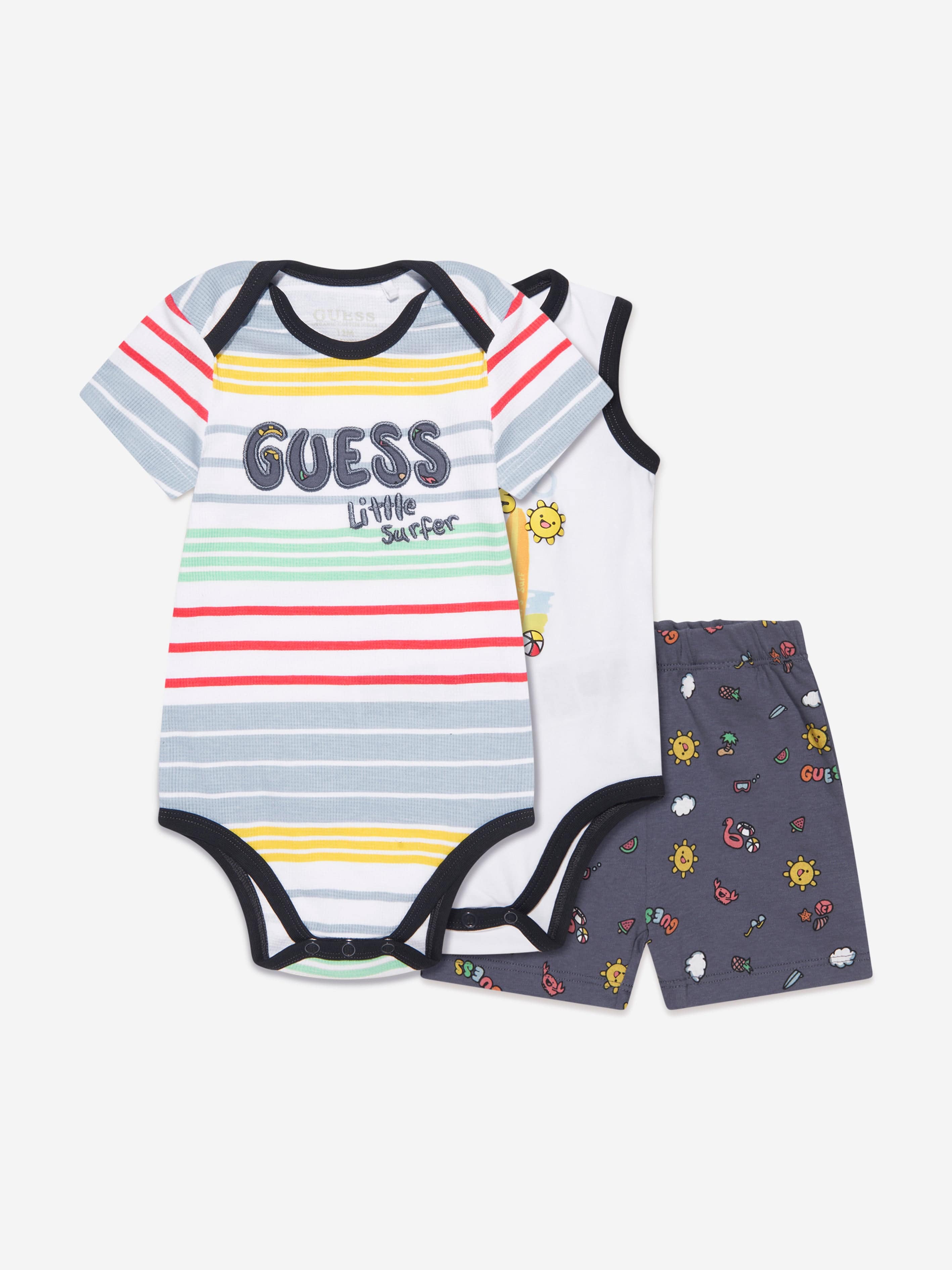 Guess Baby Boys Bodysuit And Shorts Set (3 Piece) in White