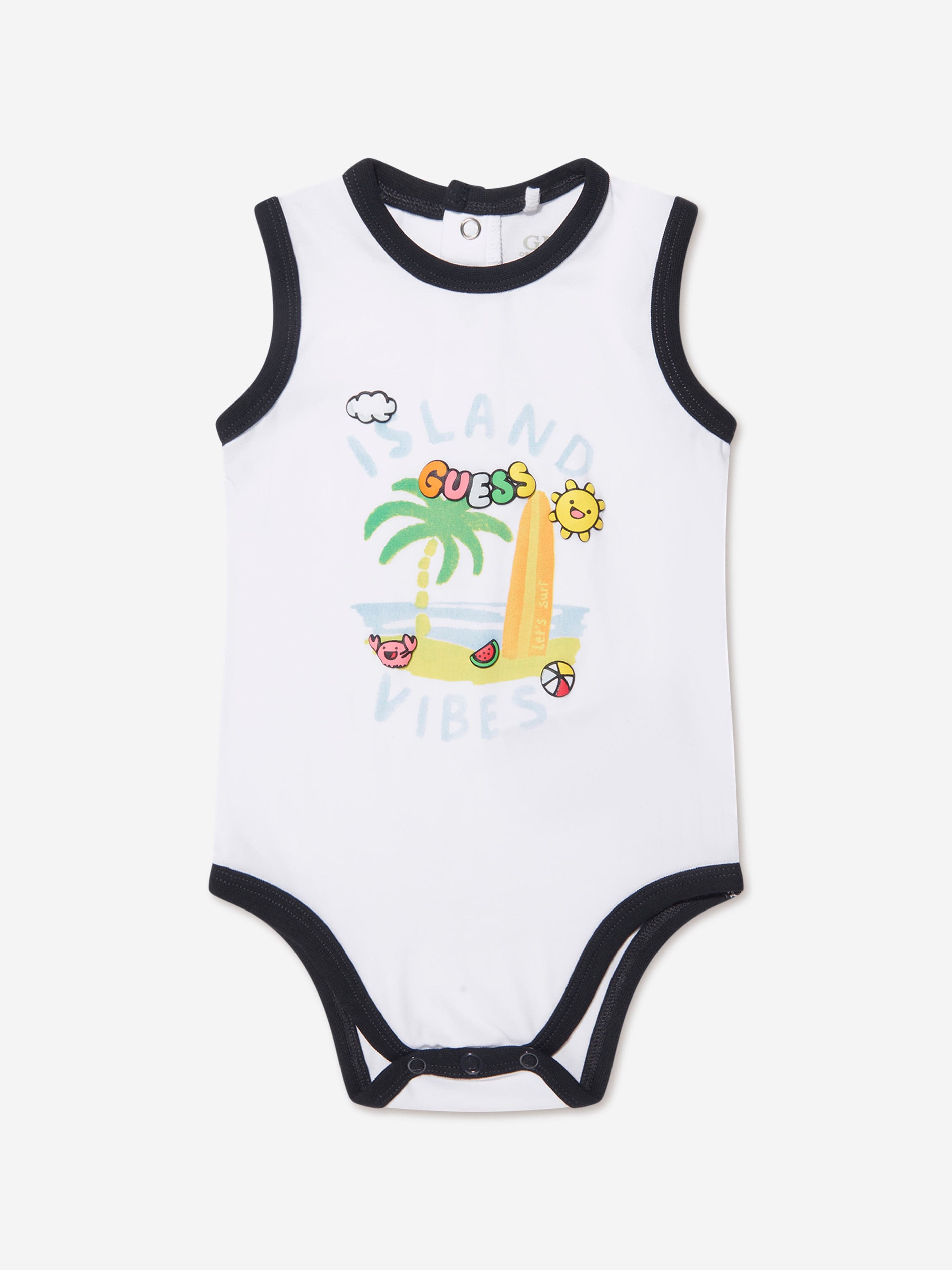 Guess Baby Boys Bodysuit And Shorts Set (3 Piece) in White