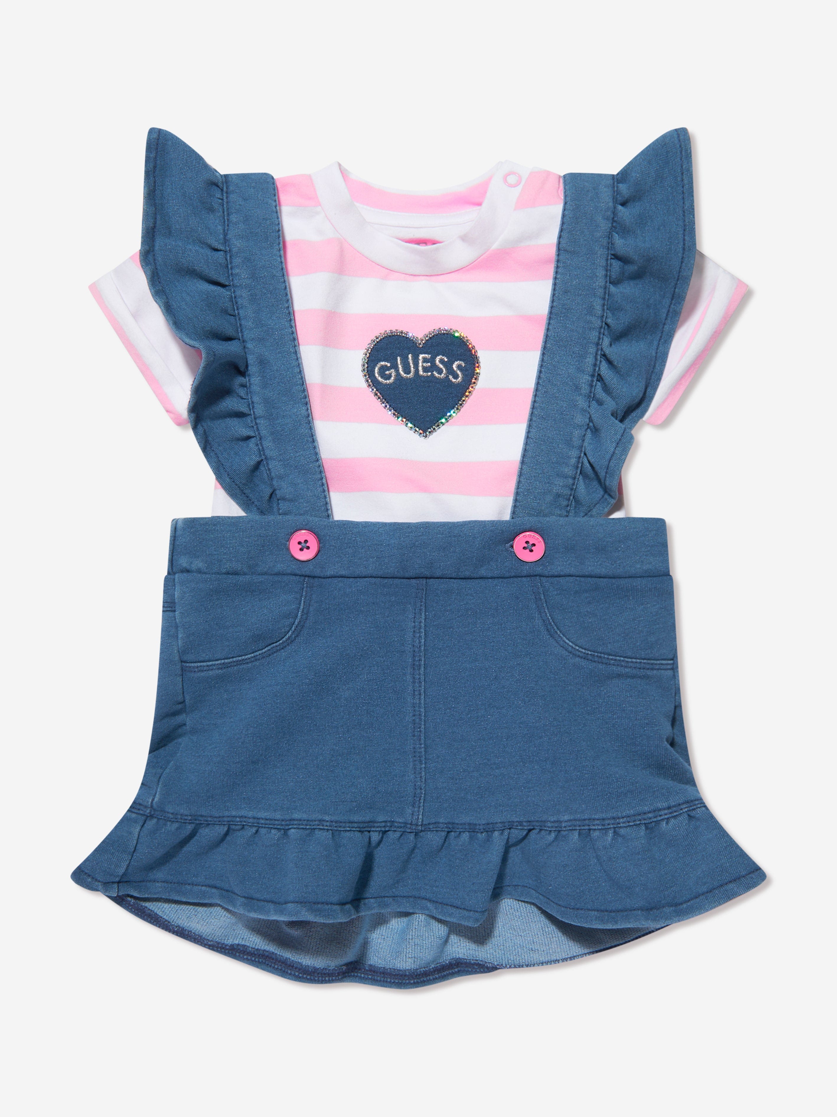 Guess Baby Girls Pinafore Skirt Set in Multicolour