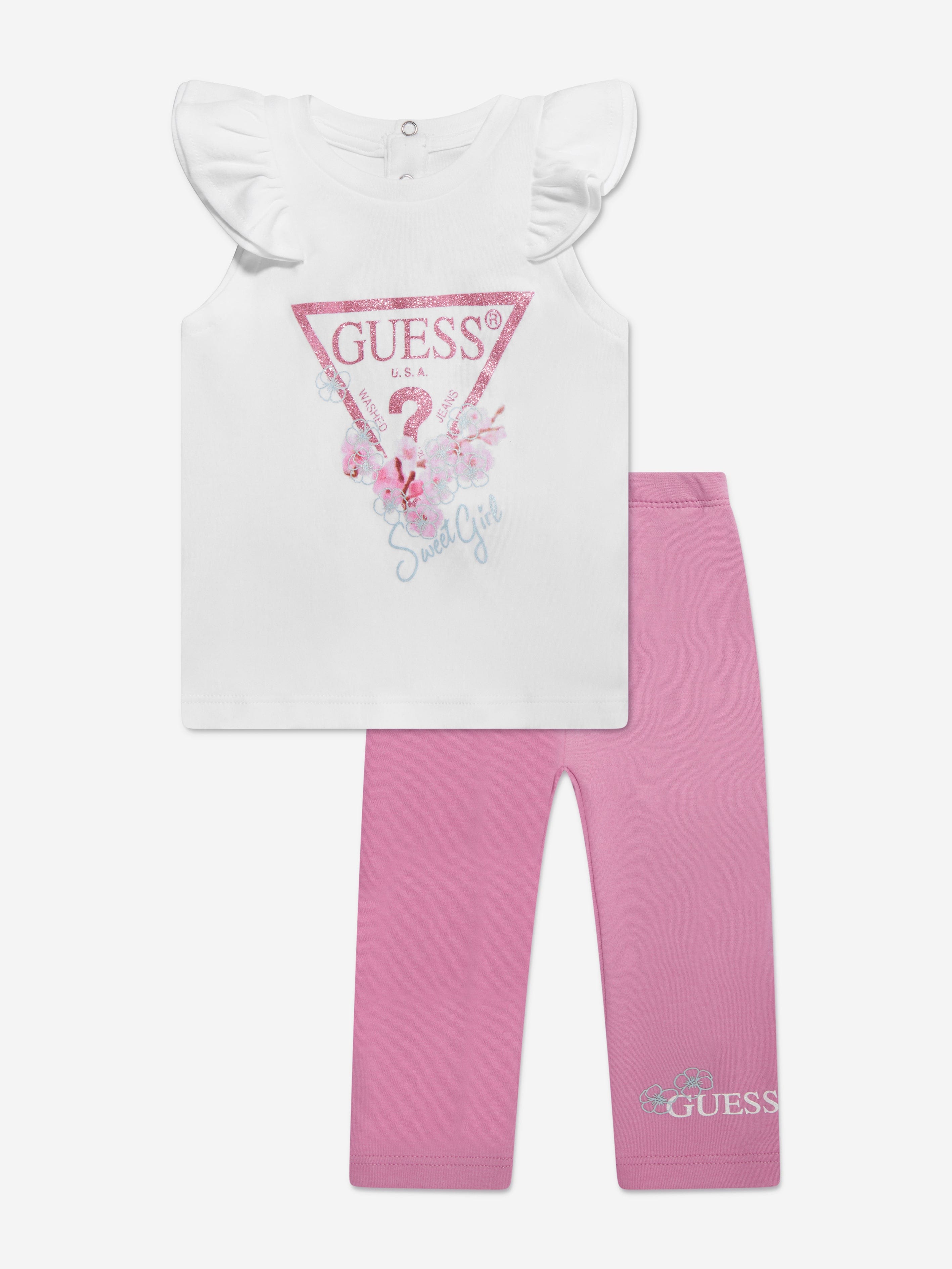 Guess Baby Girls Leggings Set in White