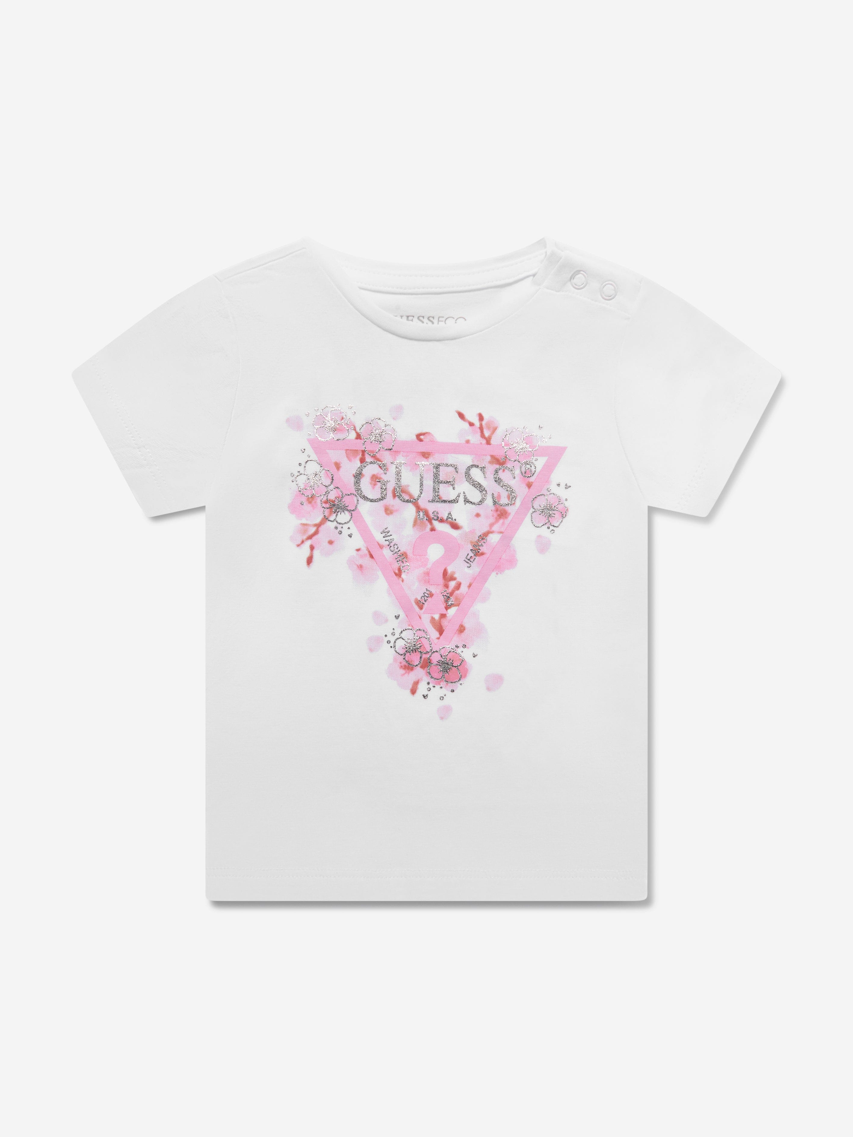 Guess Baby Girls Logo T-Shirt in White