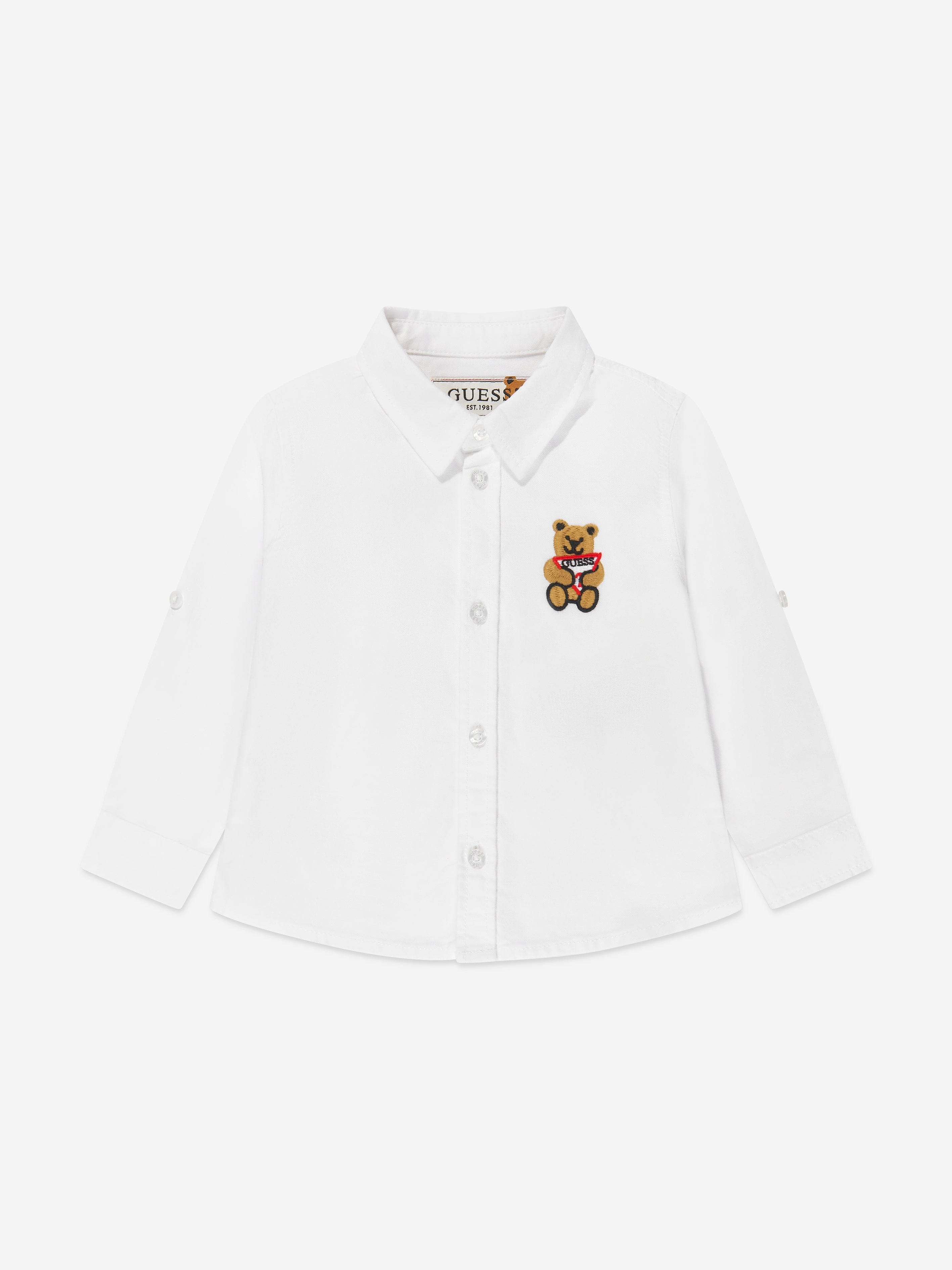 Guess Baby Boys Embroidered Bear Shirt in White