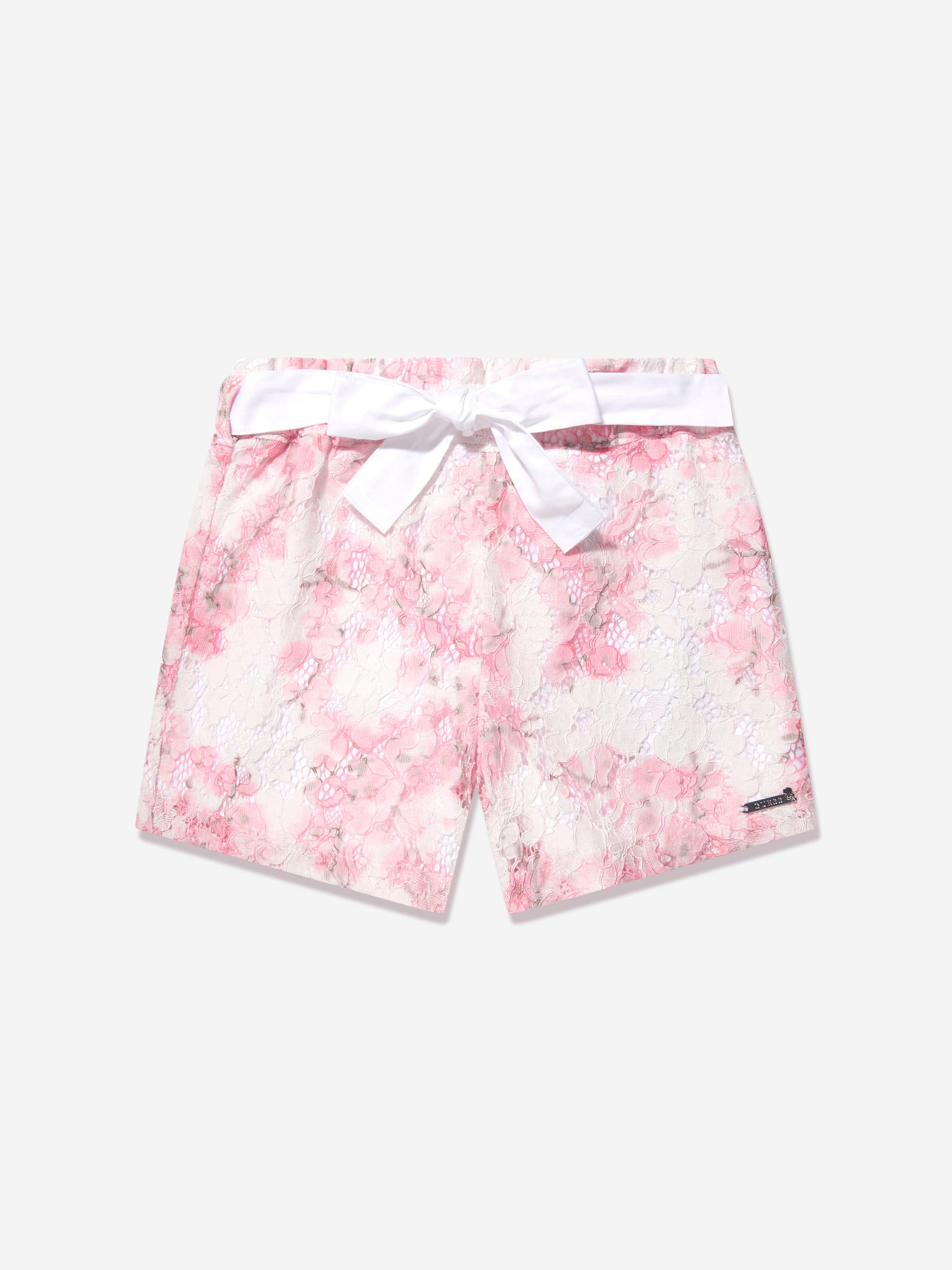 Guess Girls Cherry Blossom Lace Shorts in White