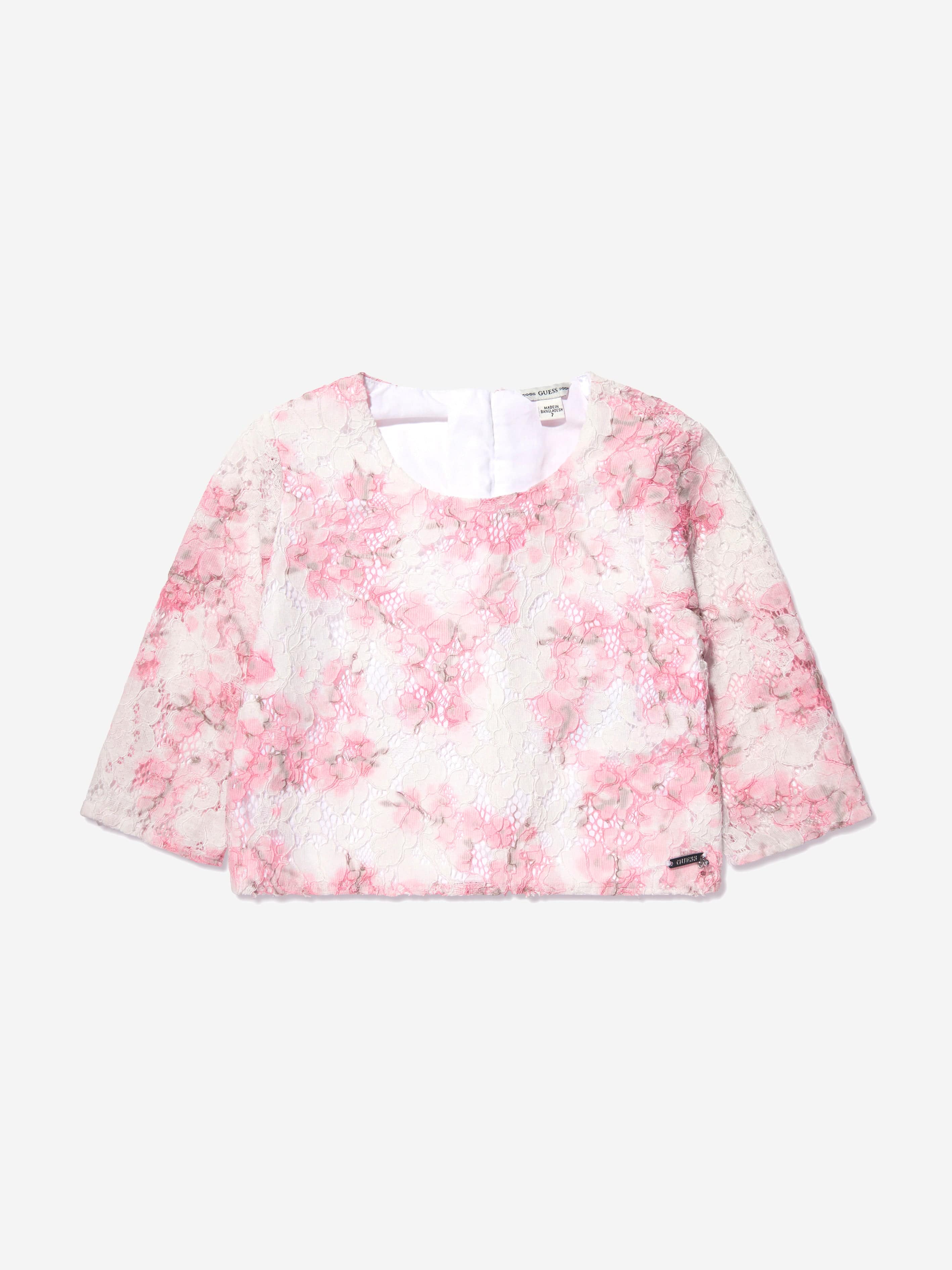 Guess Girls Cherry Blossom Lace Blouse in White