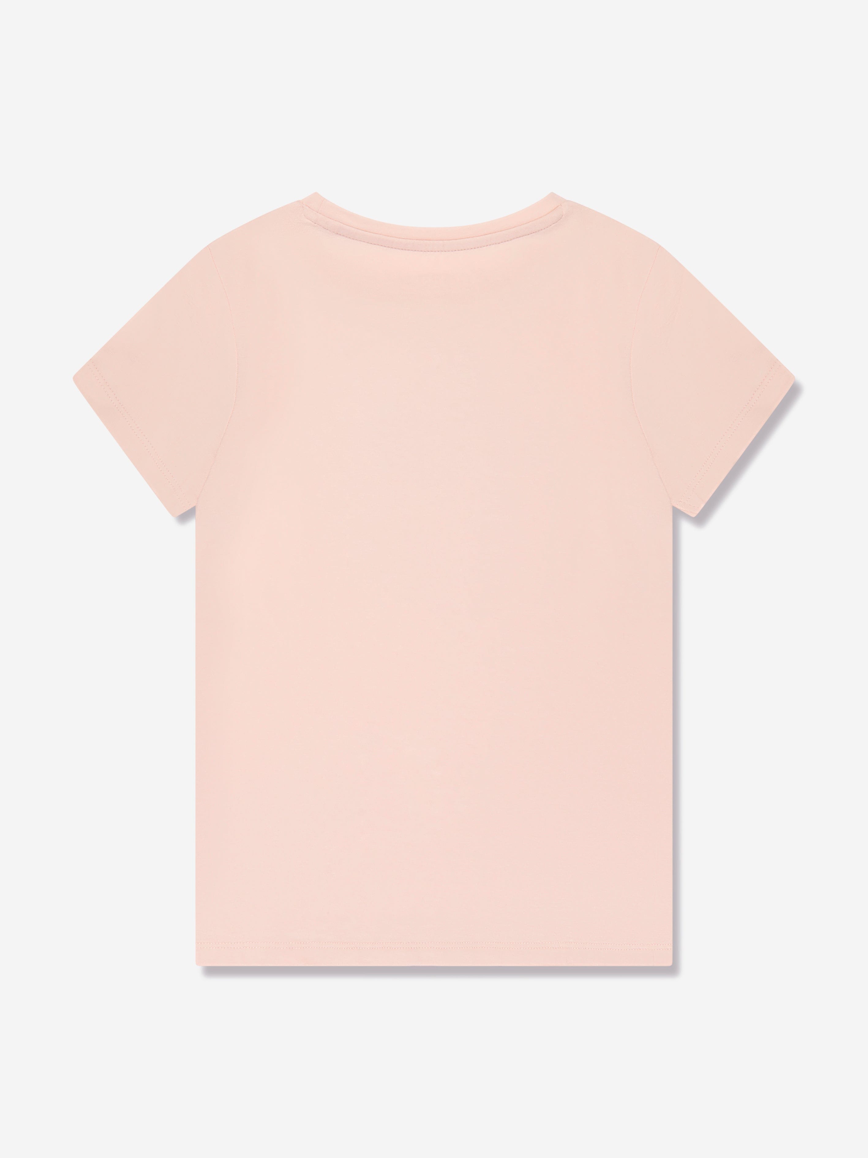 Guess Girls Logo Print T-Shirt in Pink