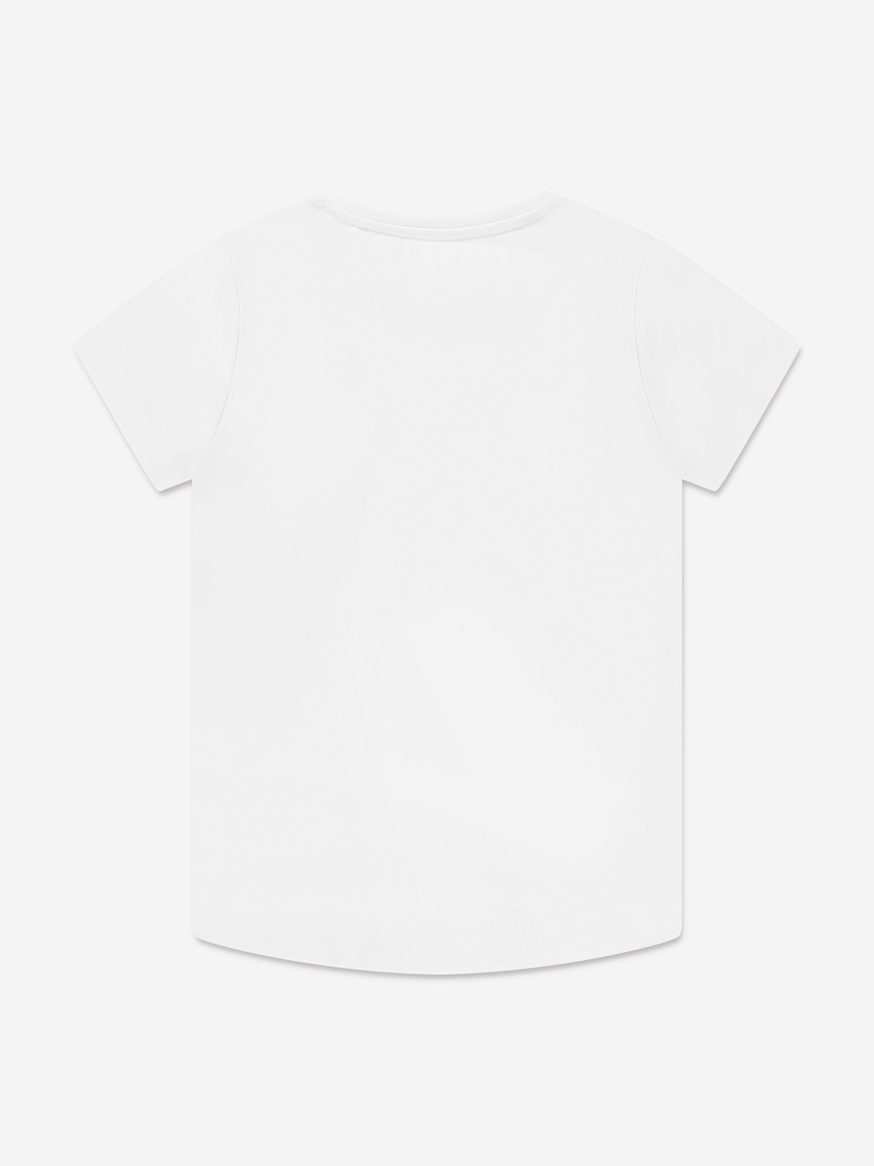 Guess Girls Logo Print T-Shirt in White