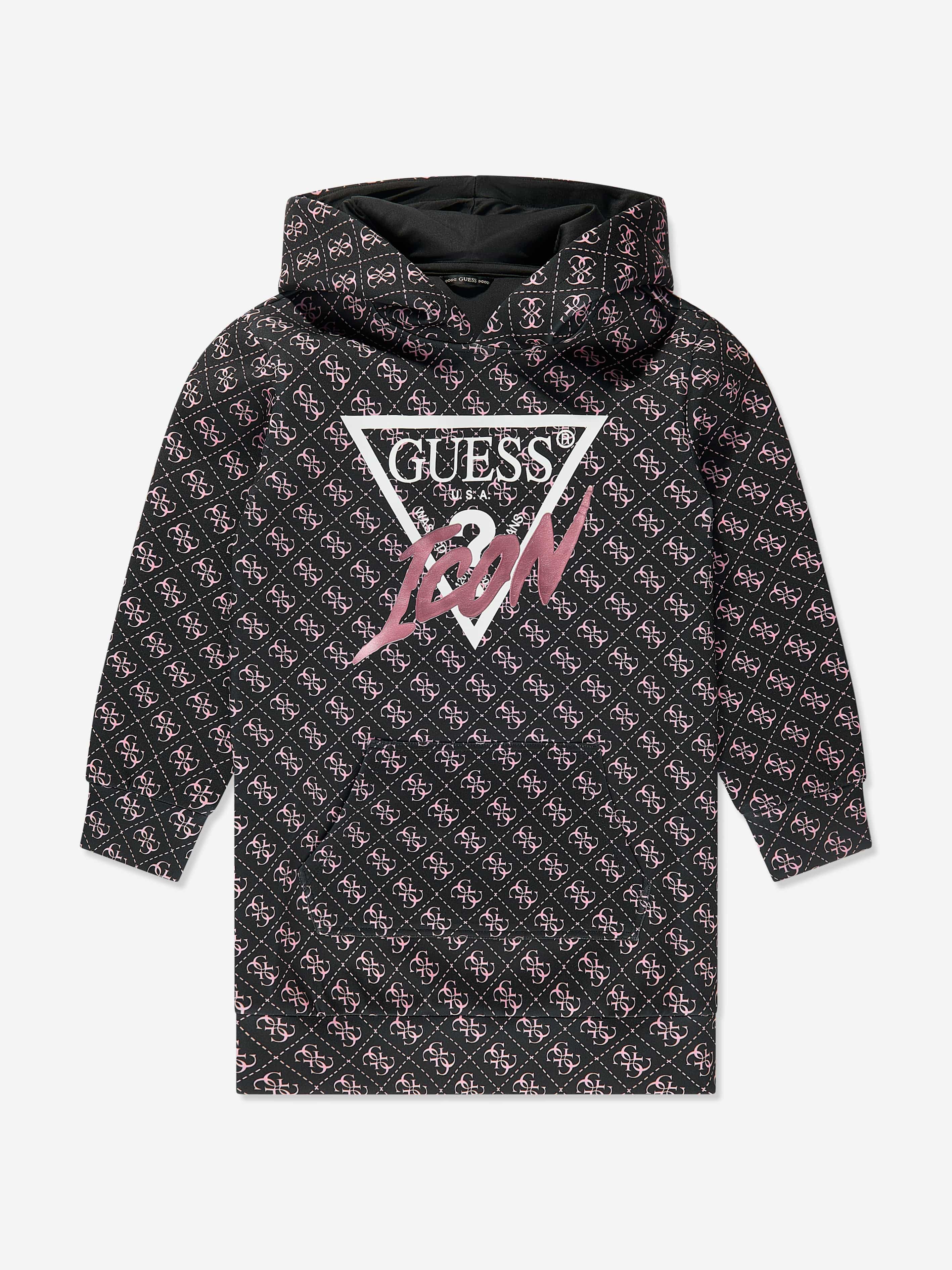 Guess Girls 4G Logo Sweater Dress in Black