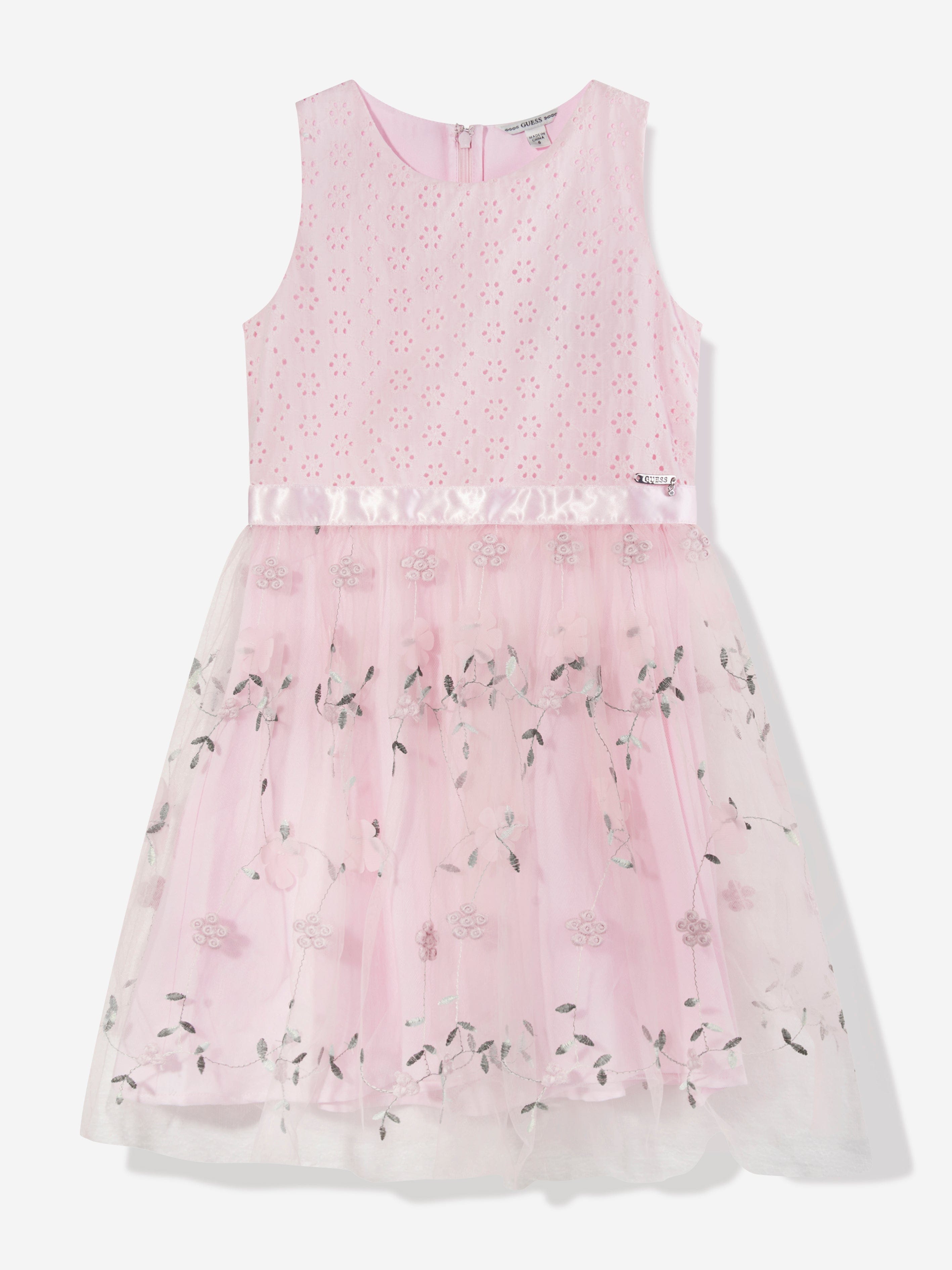 Guess Girls Floral Sleeveless Dress in Pink