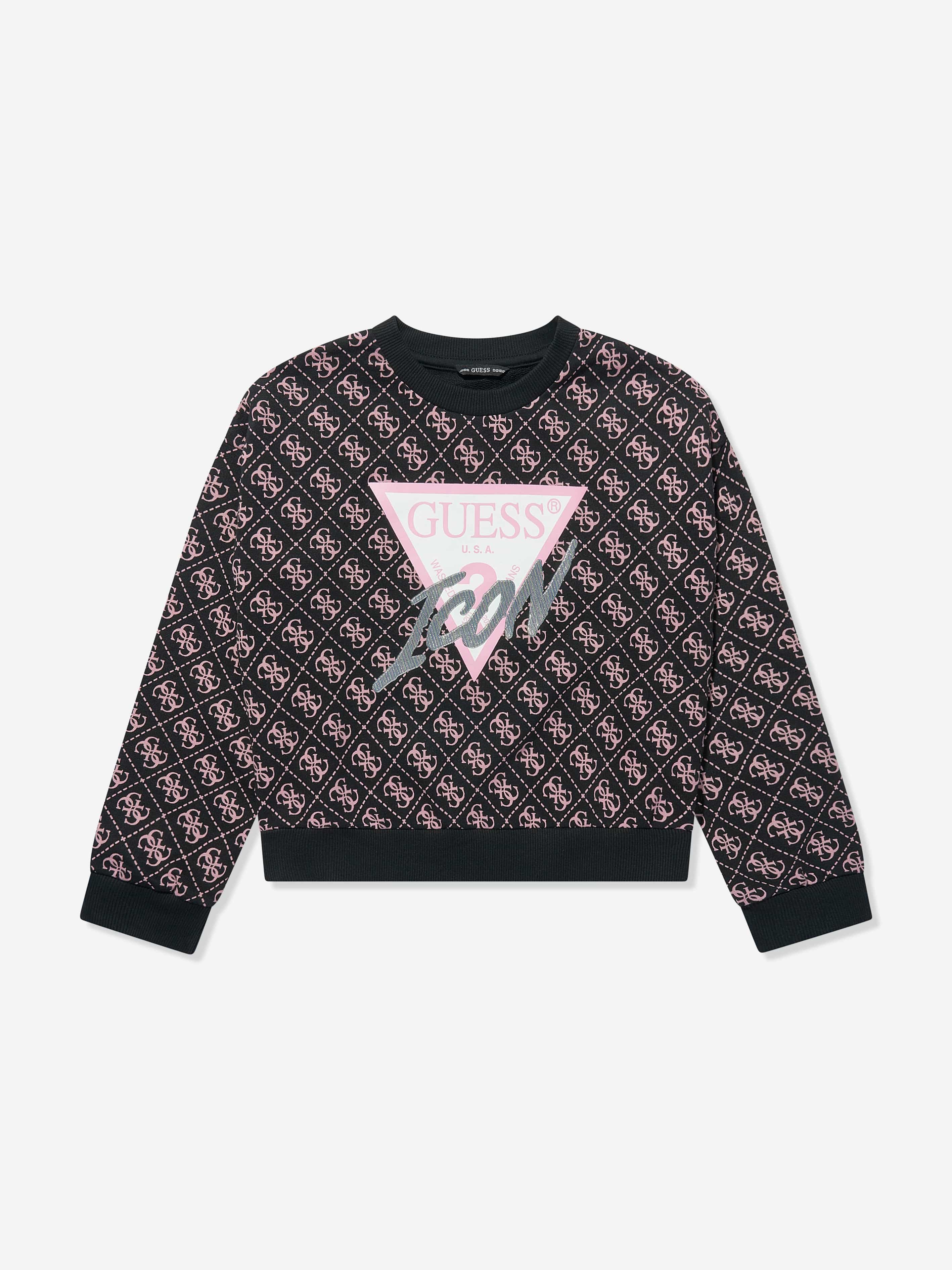 Guess Girls 4G Logo Sweatshirt in Black