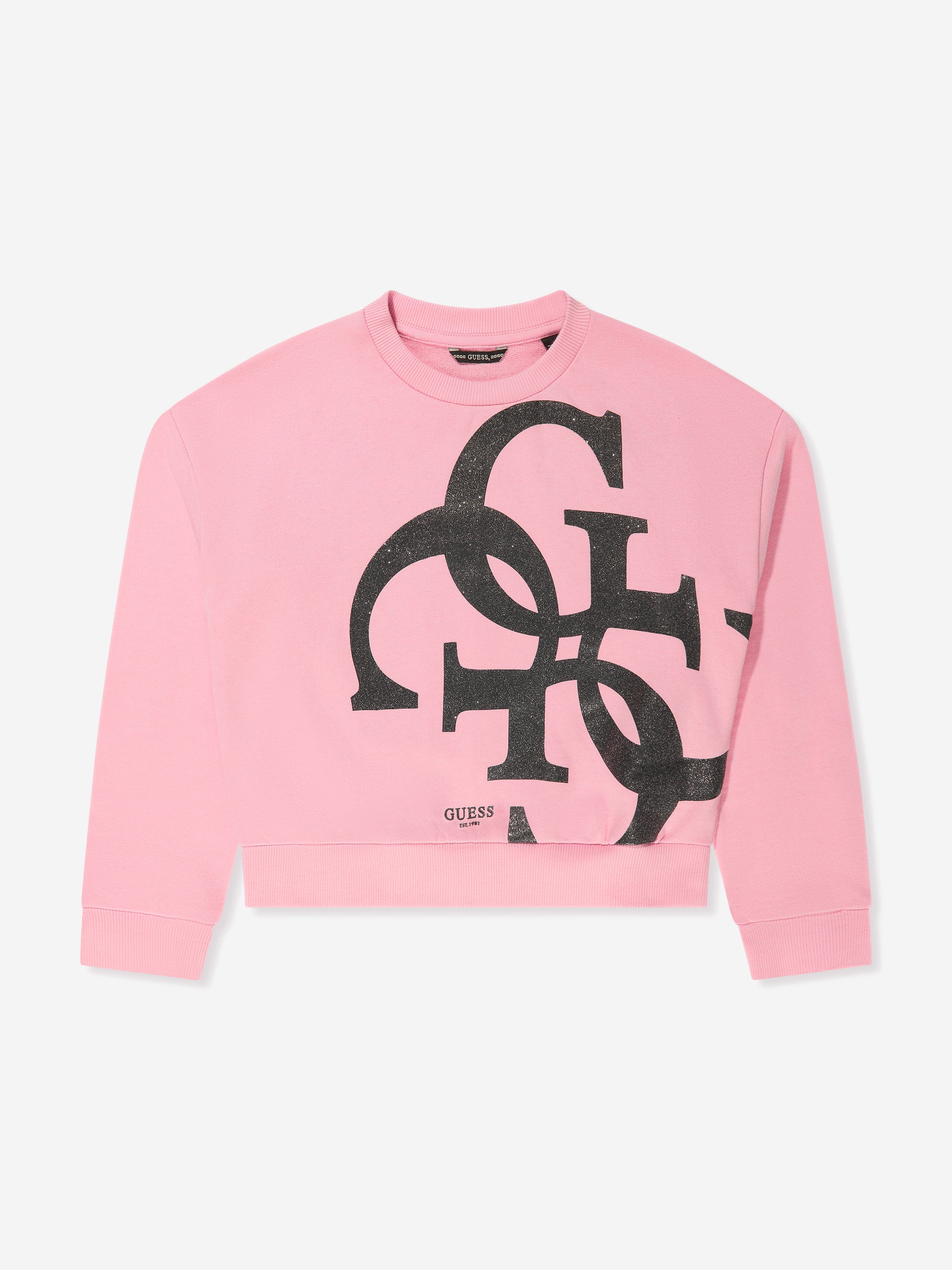 Guess Girls Logo Print Sweatshirt in Pink