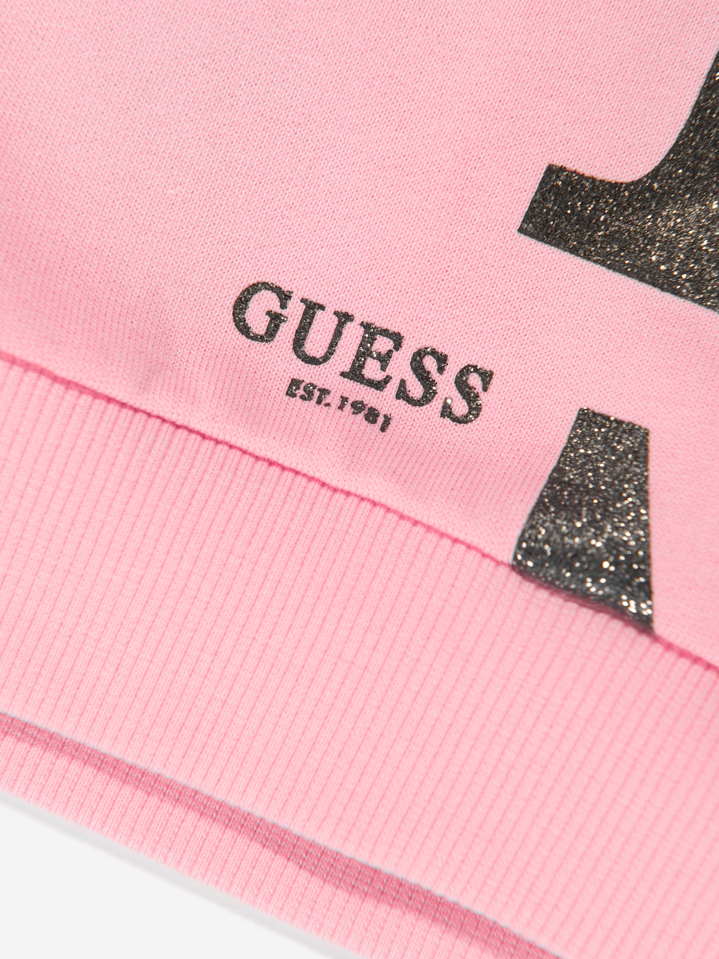 Guess Girls Logo Print Sweatshirt in Pink