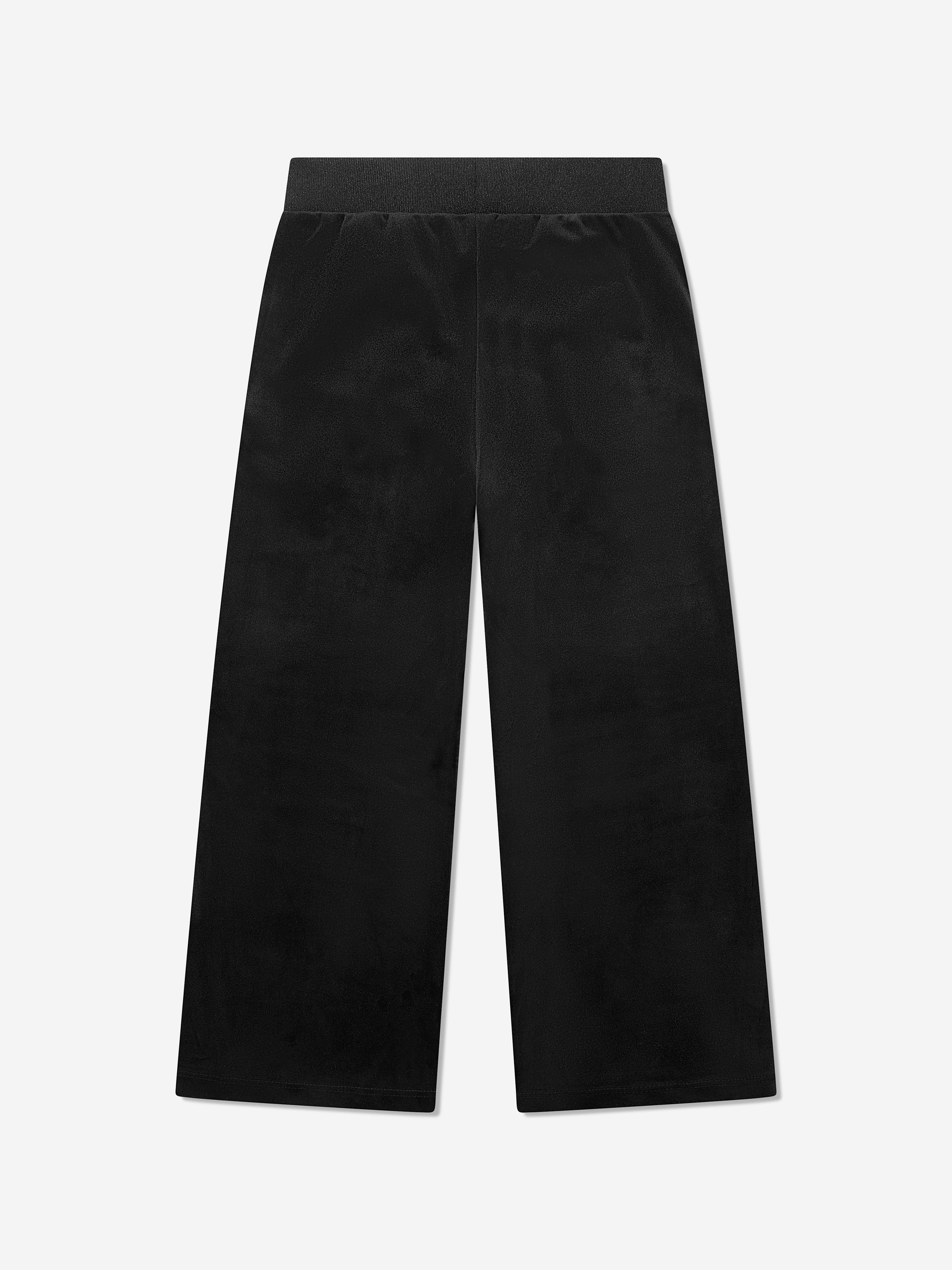 Guess Girls Velour Wide Leg Joggers in Black