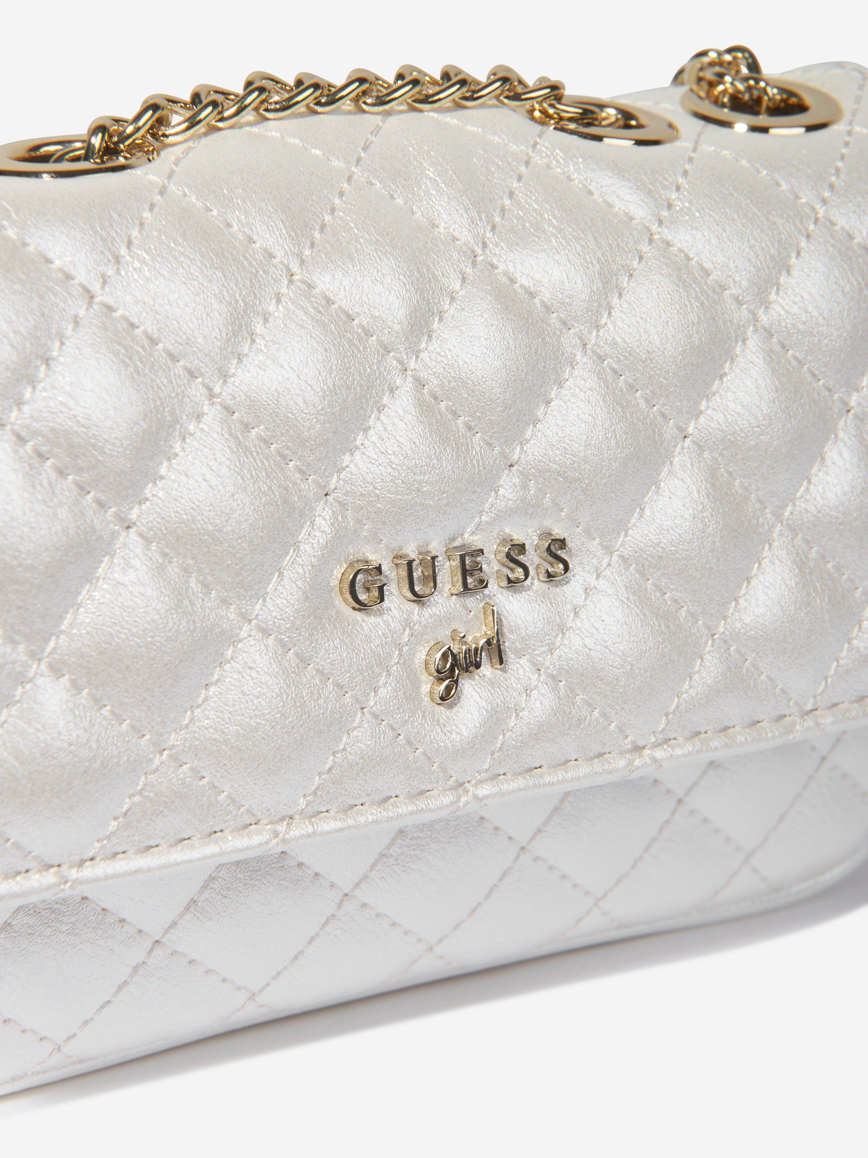 Guess Girls Logo Shoulder Bag in White