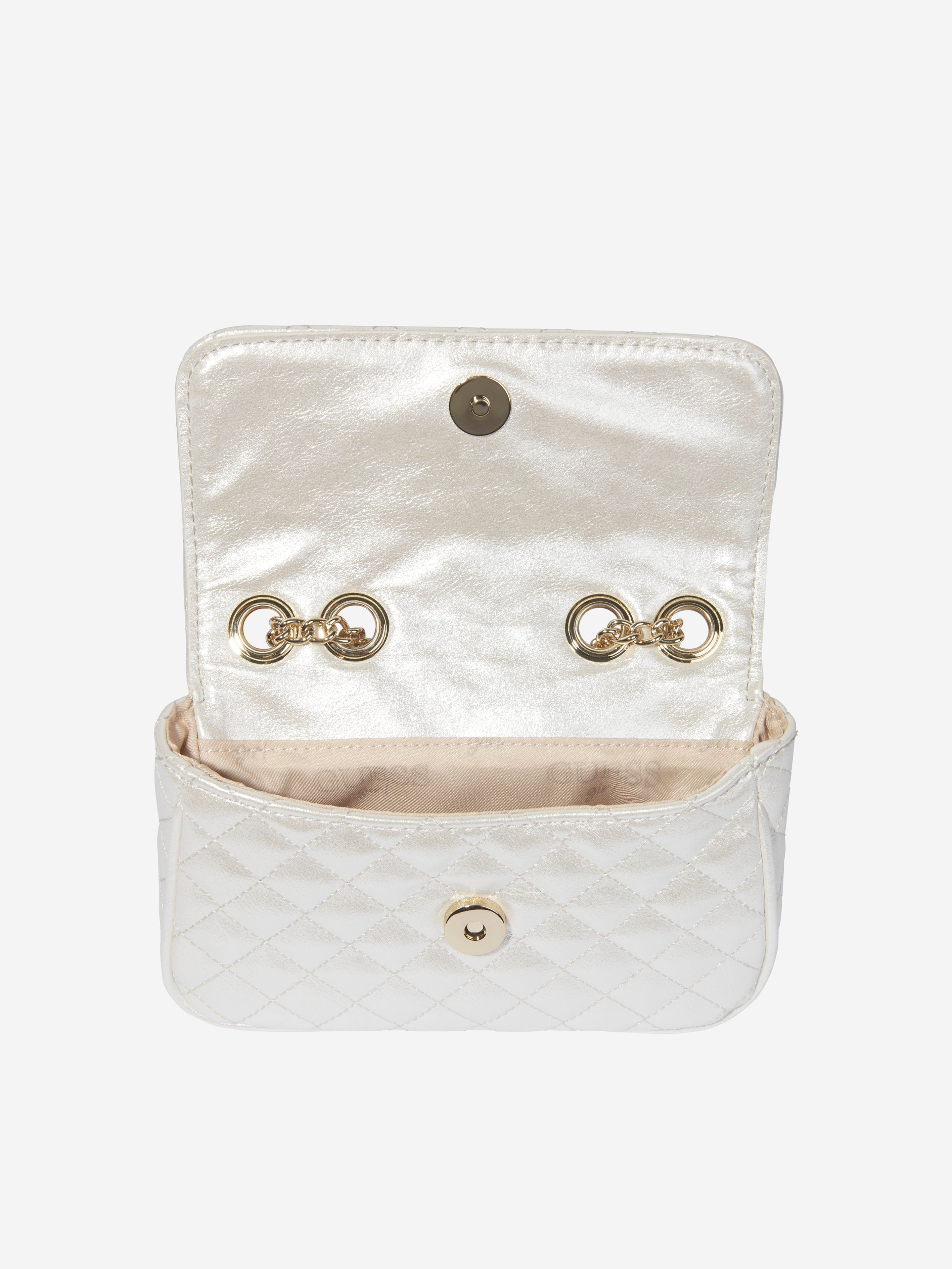 Guess Girls Logo Shoulder Bag in White